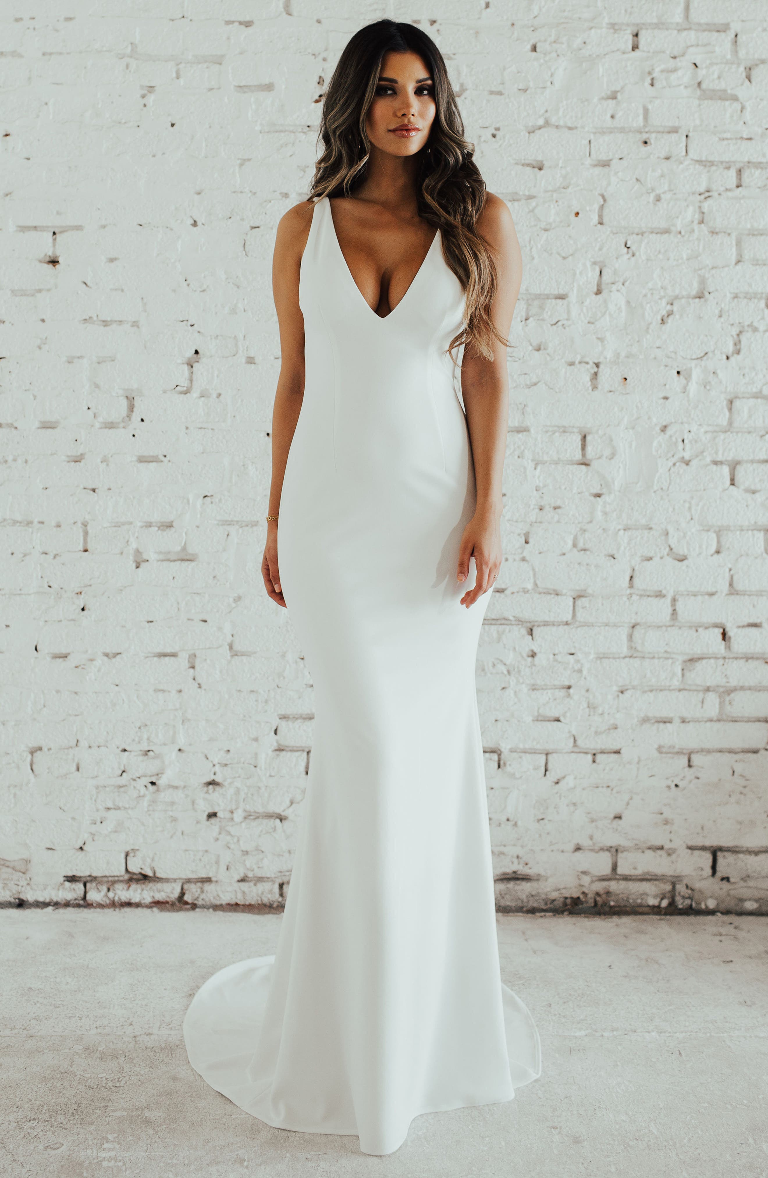 Noel And Jean By Katie May Paloma Plunge Back Trumpet Gown, Ivory