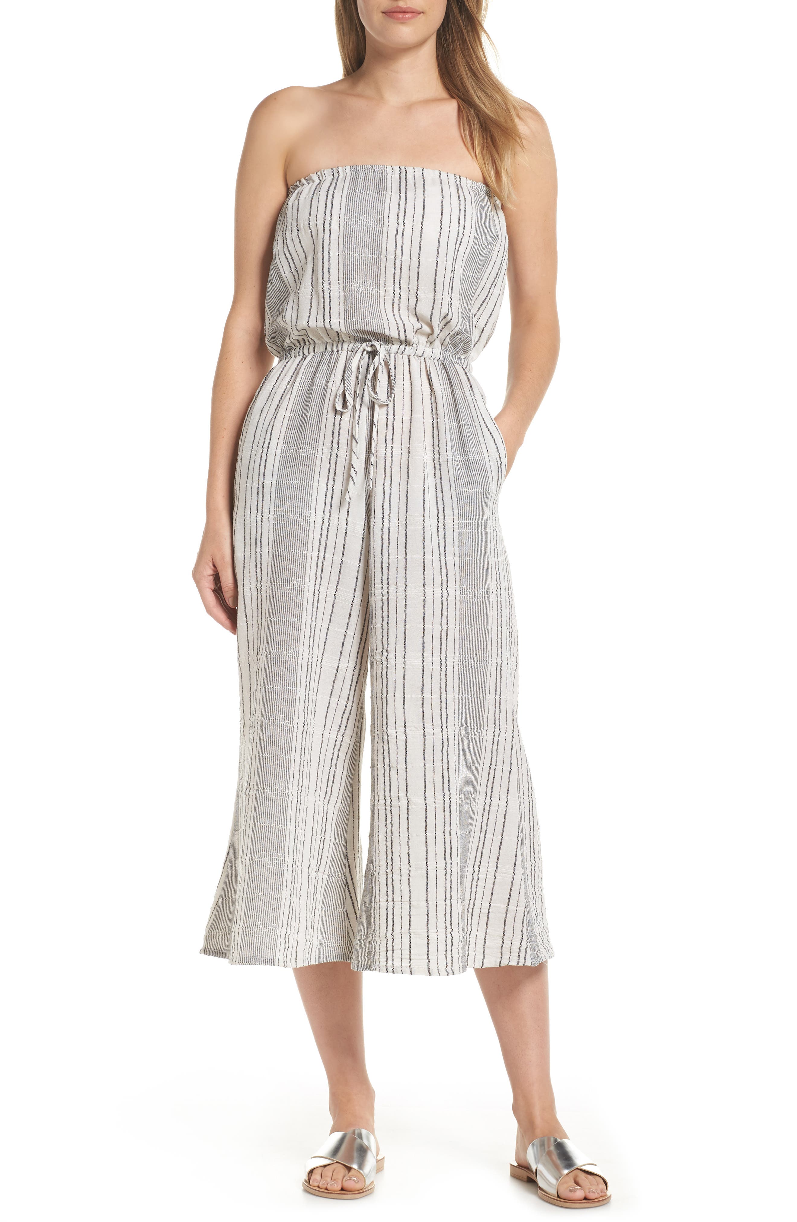 Elan Strapless Cover-Up Culotte Jumpsuit, White