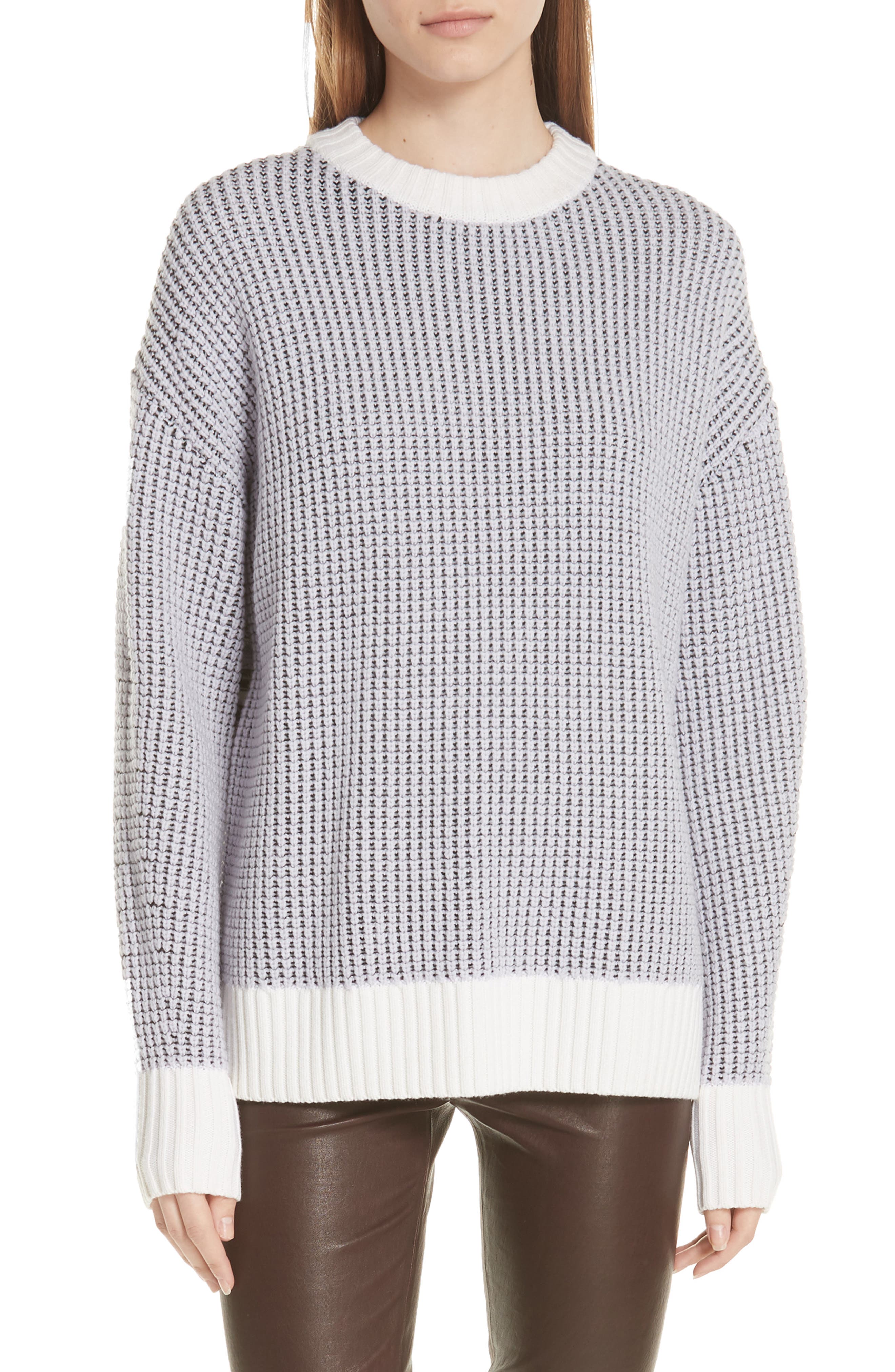 Grey Jason Wu Fair Isle Back Merino Wool Sweater, Purple