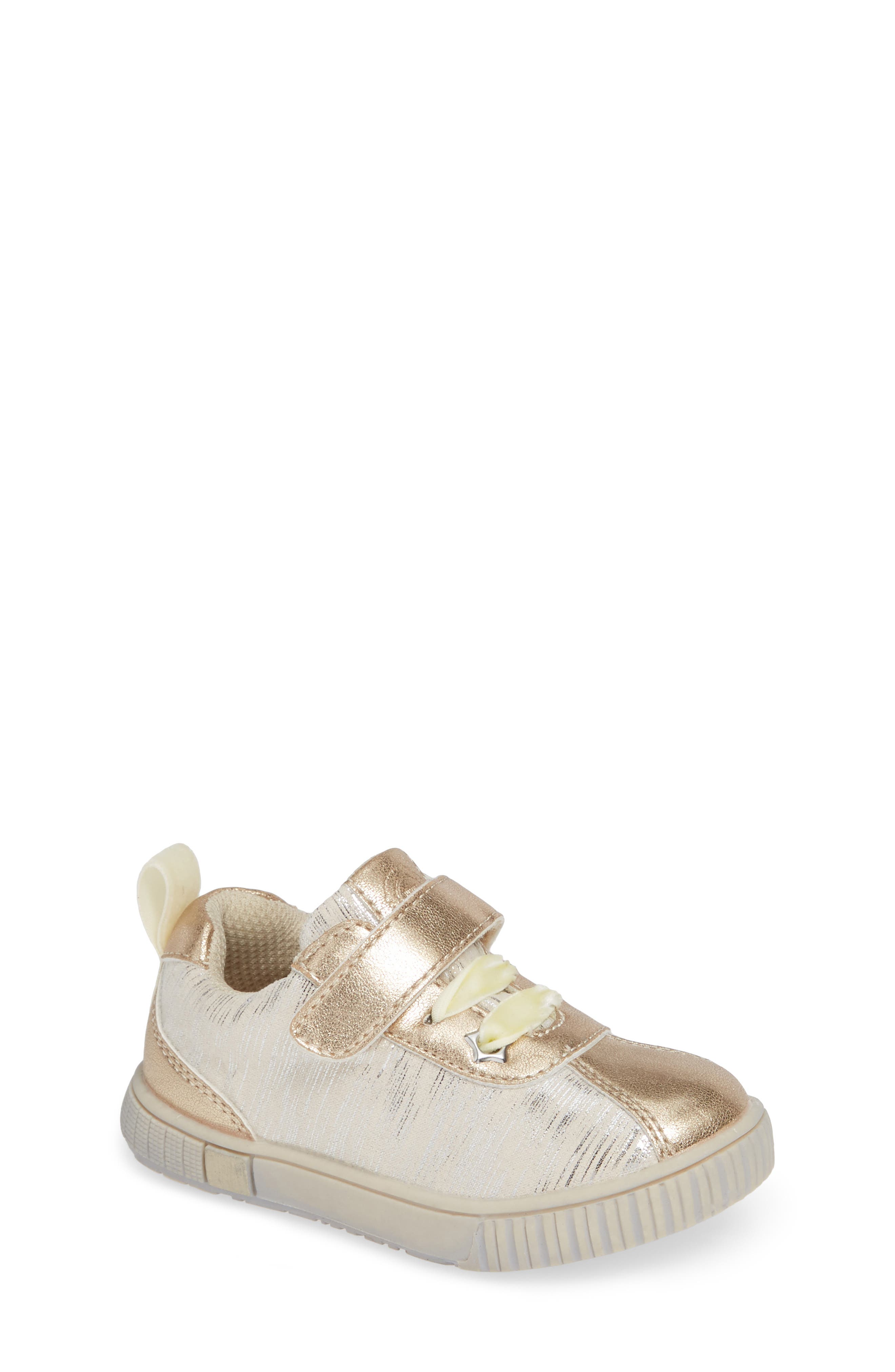 UPC 848301090944 product image for Toddler Girl's Livie & Luca Spin Metallic Sneaker, Size 5 M - Beige | upcitemdb.com