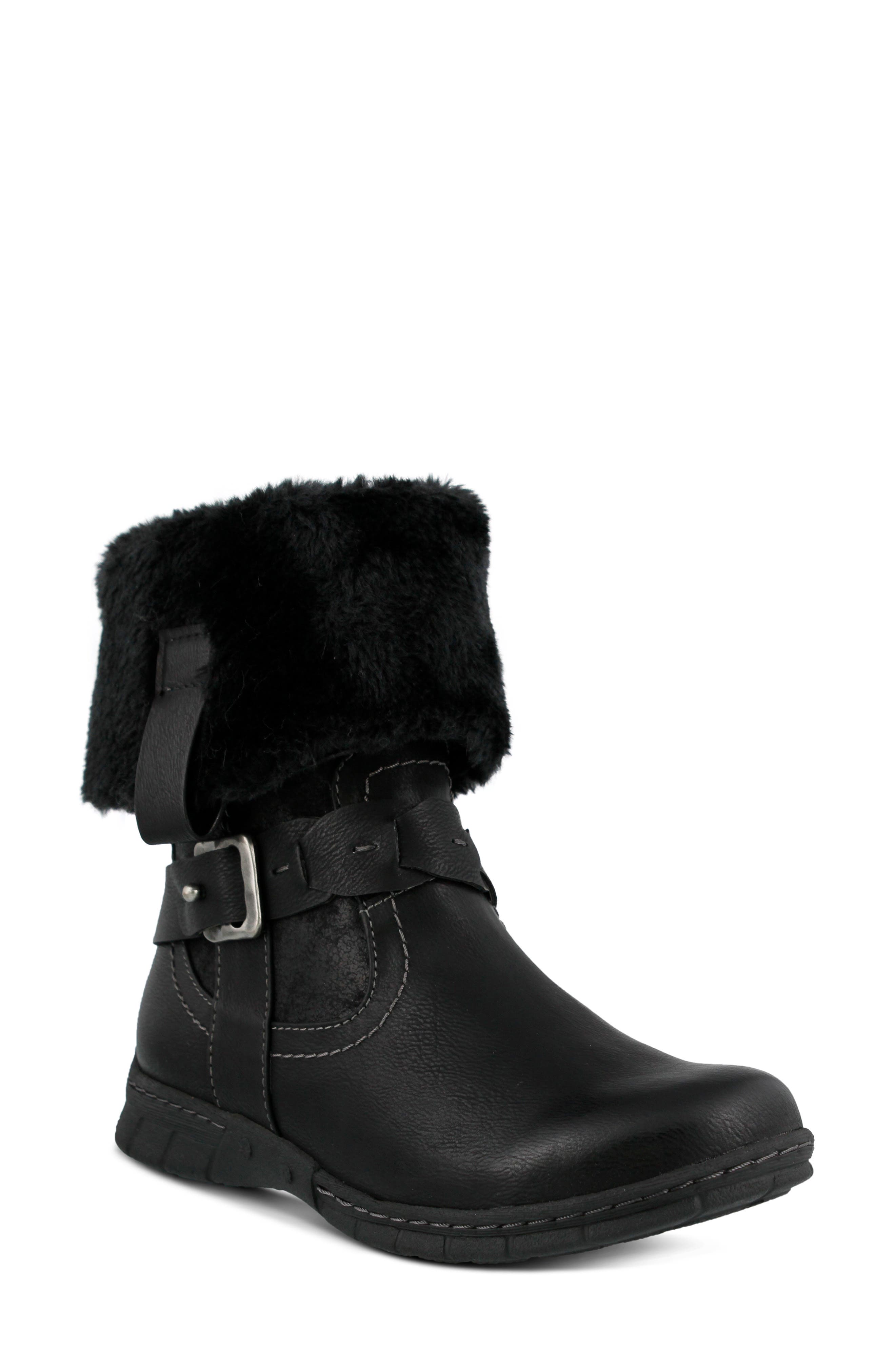 Spring Step Peeta Water Resistant Faux Fur Boot - Black