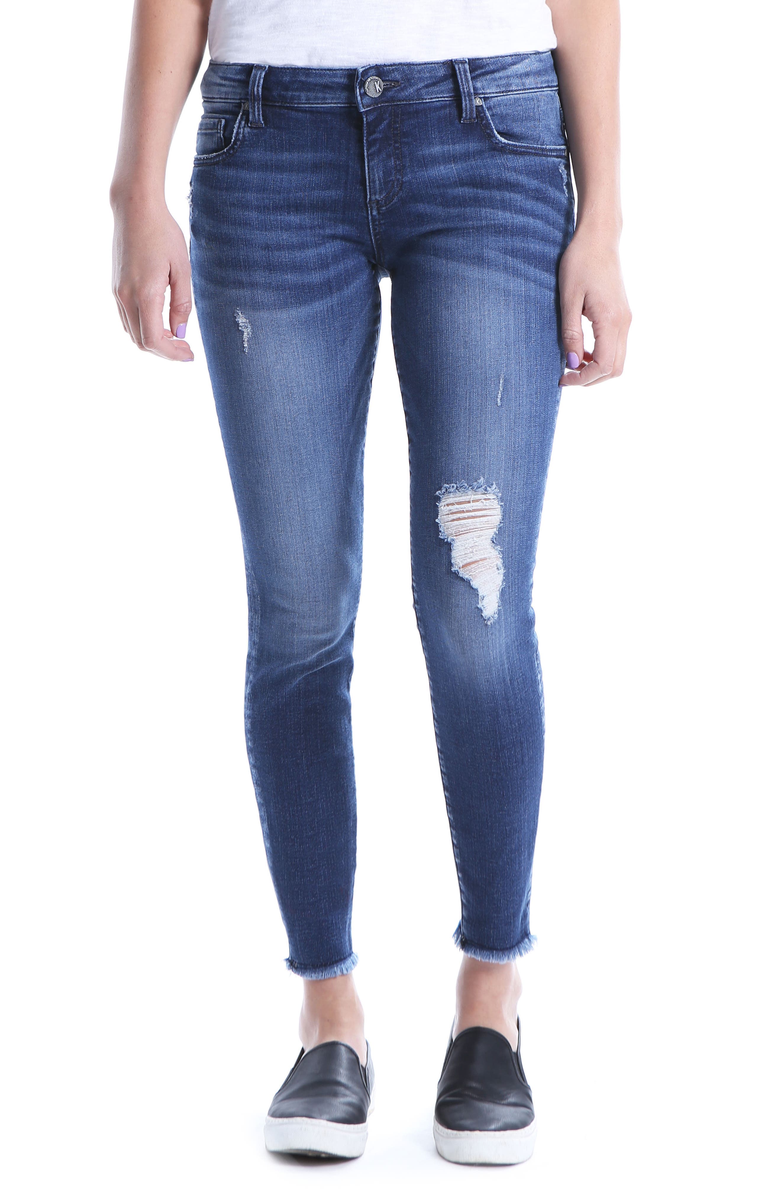 Kut From The Kloth Connie Ripped Ankle Skinny Jeans, Blue