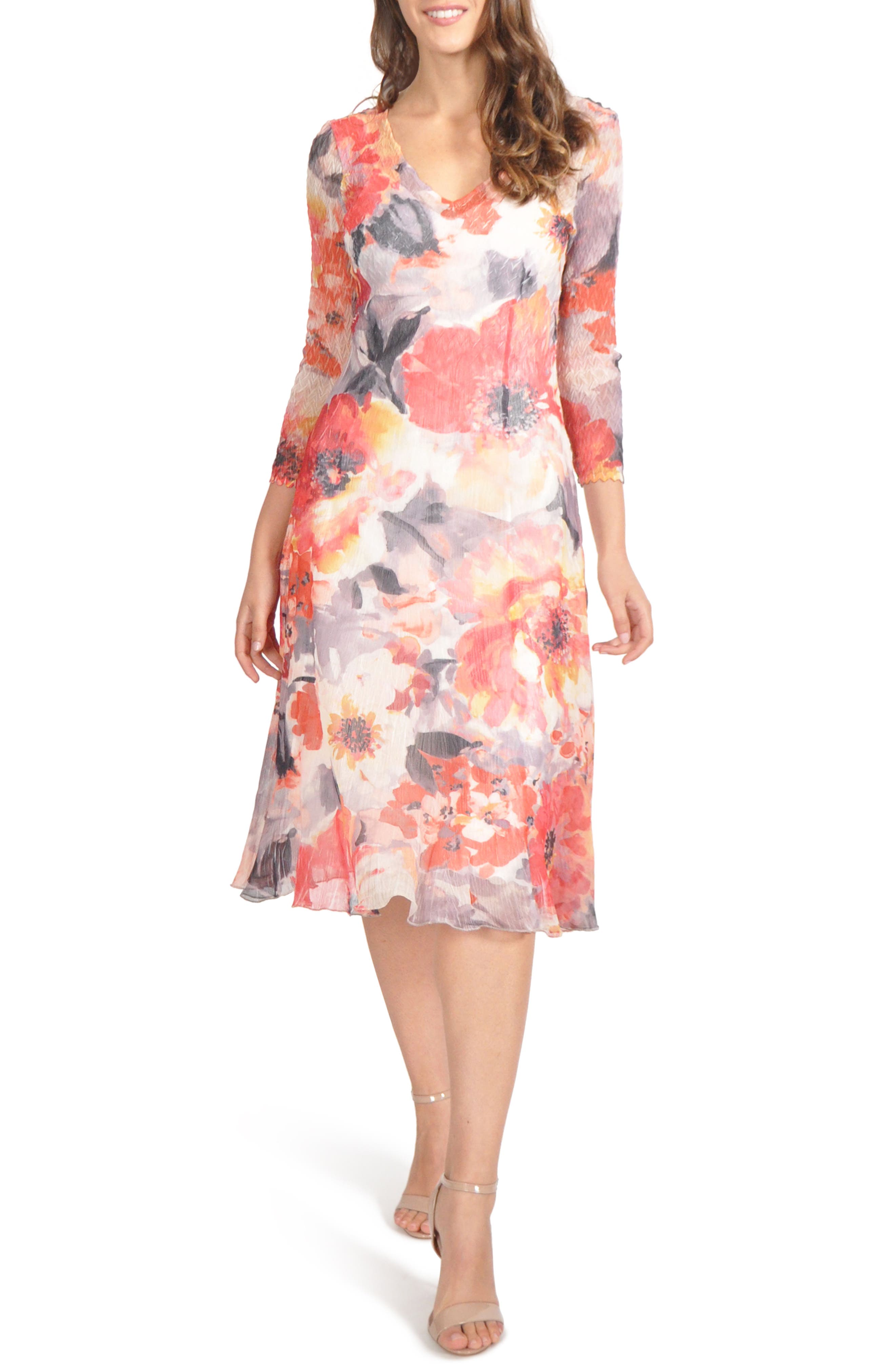 Petite Komarov Chiffon A-Line Dress, Red
