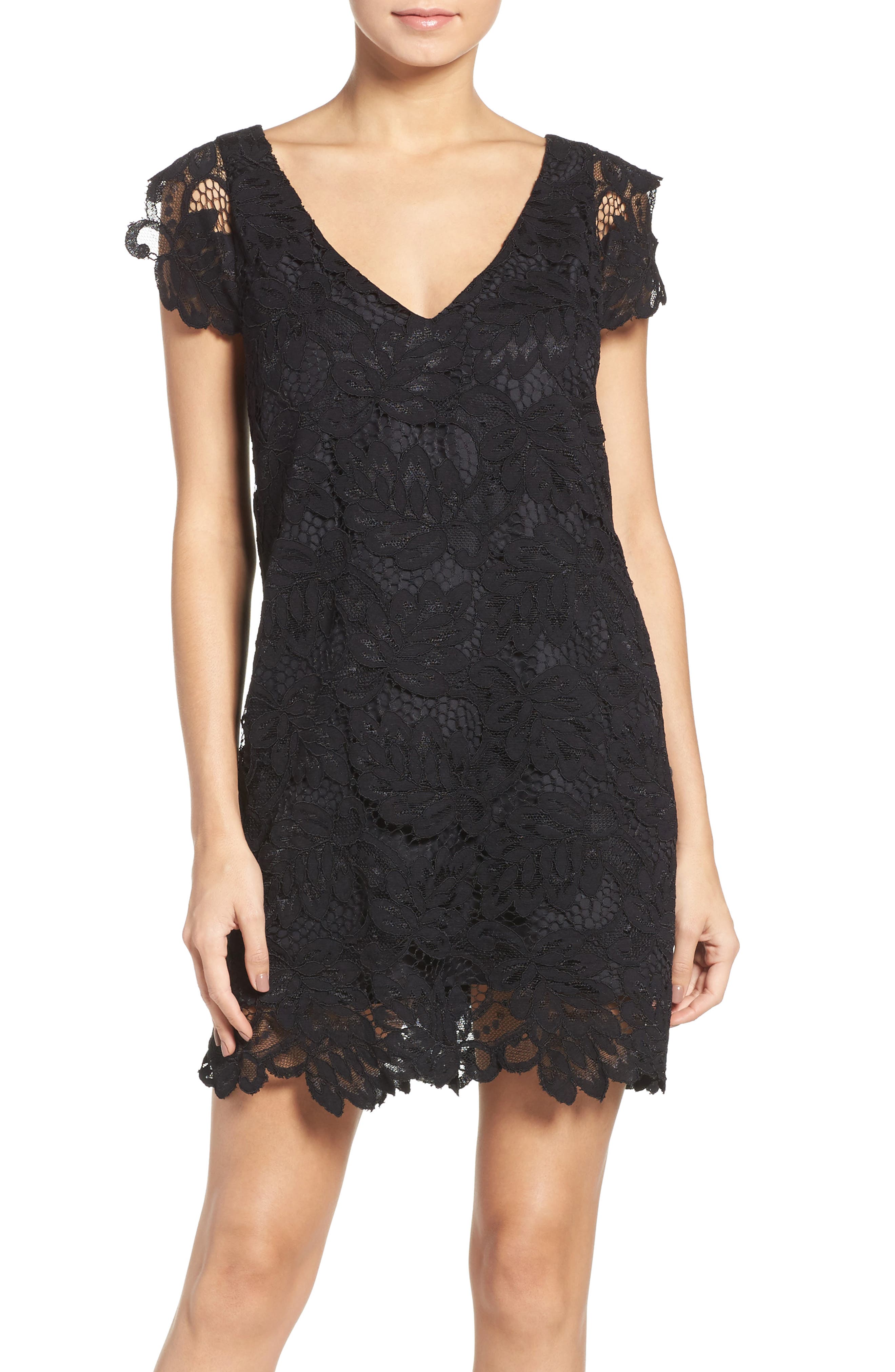 Bb Dakota Jacqueline Lace Shift Dress, Black