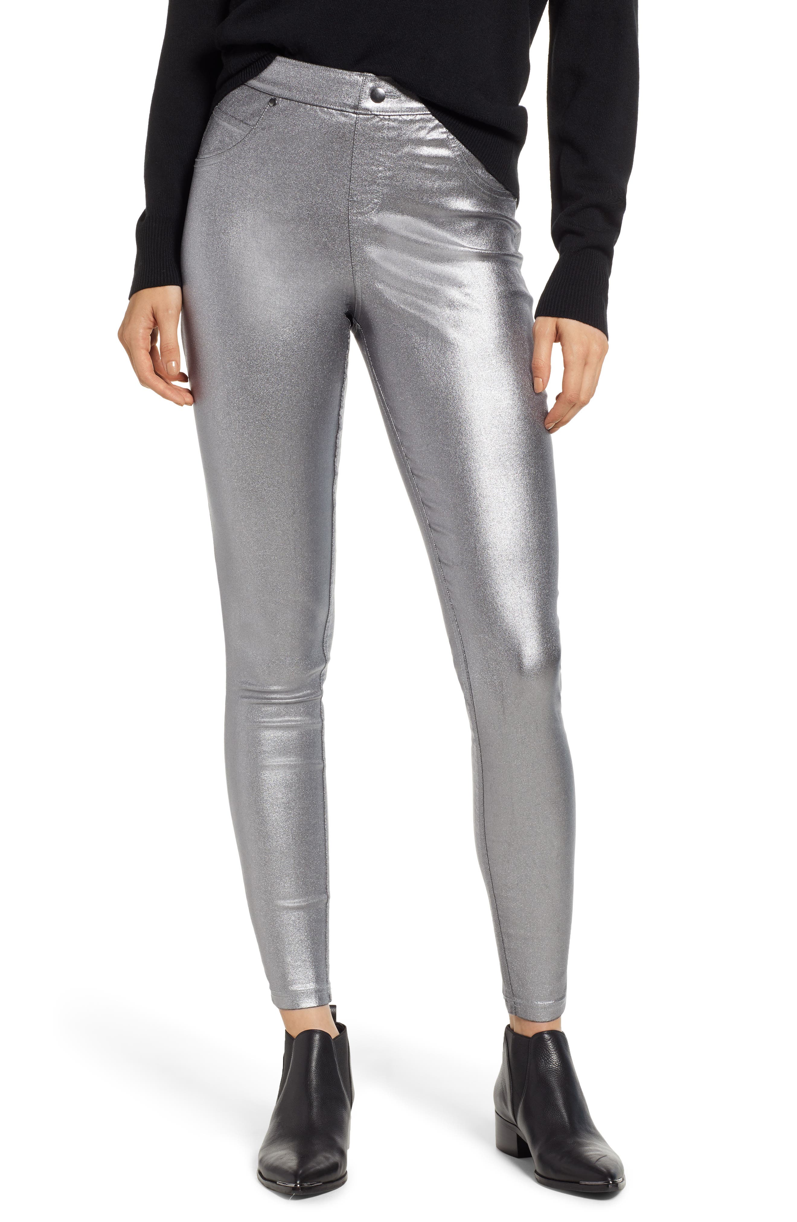 Hue Iridescent Denim Leggings, Grey