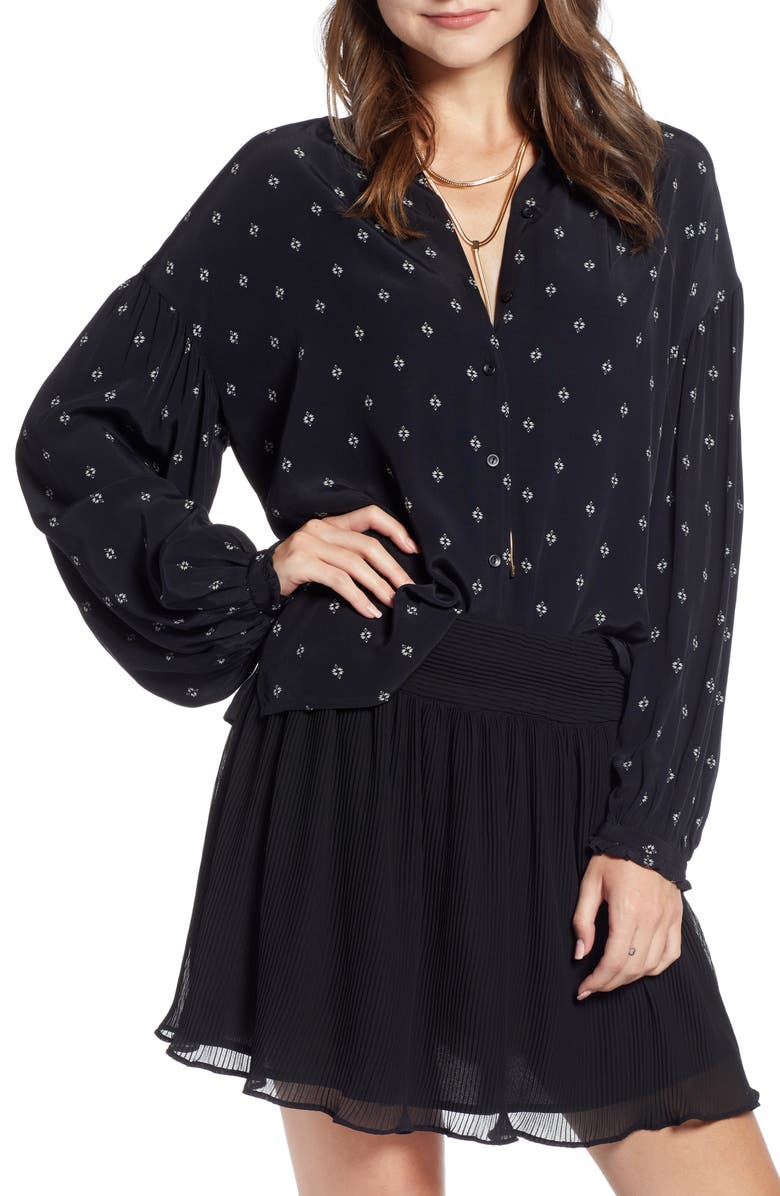 SOMETHING NAVY Easy Volume Top, Main, color, BLACK GEO DOT