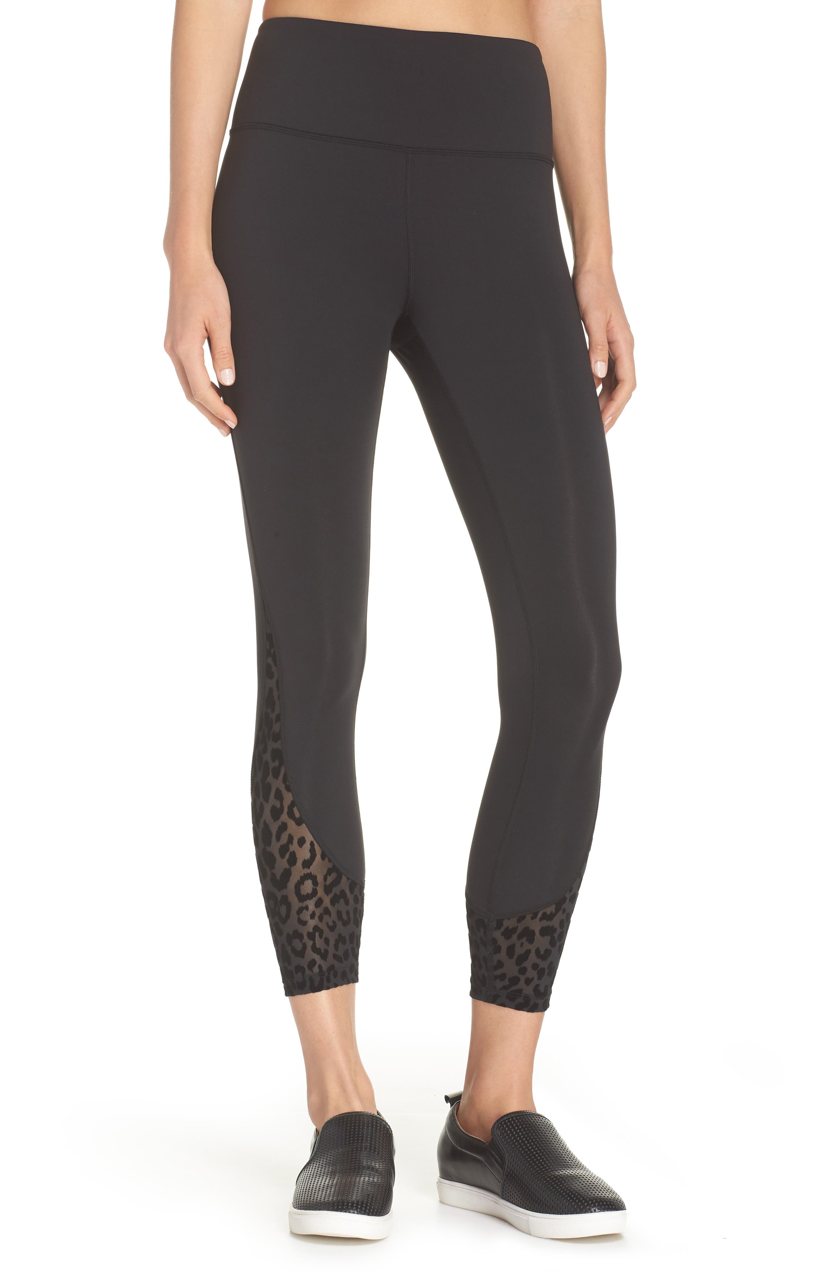 Kate Spade New York Leopard Mesh Leggings, Black
