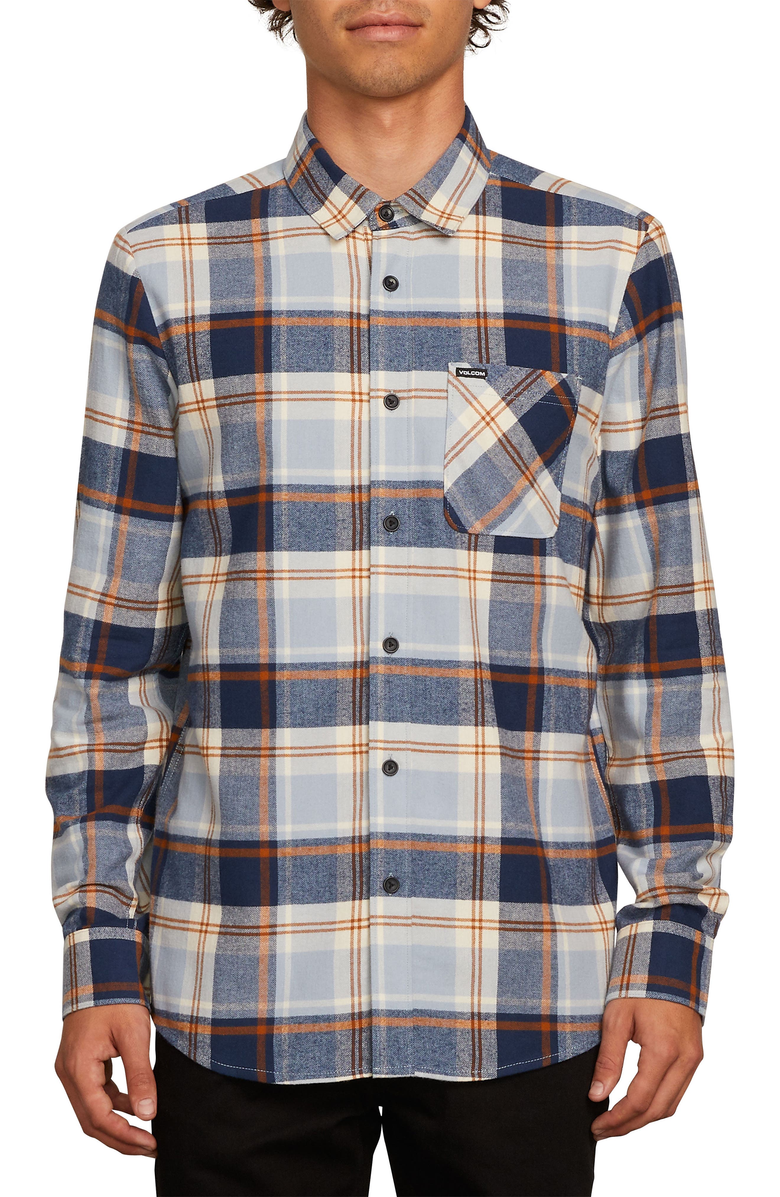 Volcom Caden Plaid Flannel Shirt, Blue