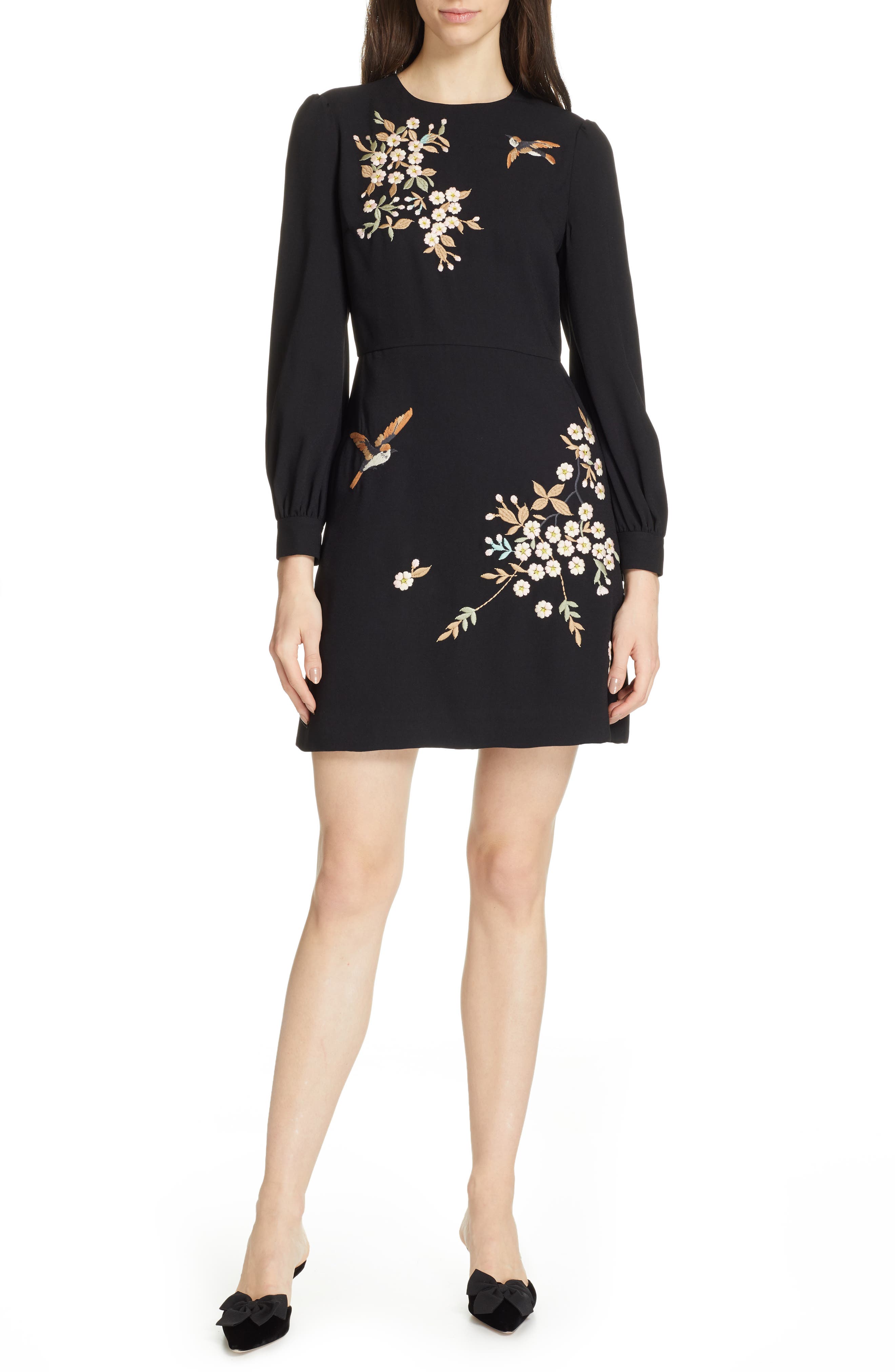 Ted Baker London Lillien Graceful Embroidered Detail Dress, Black
