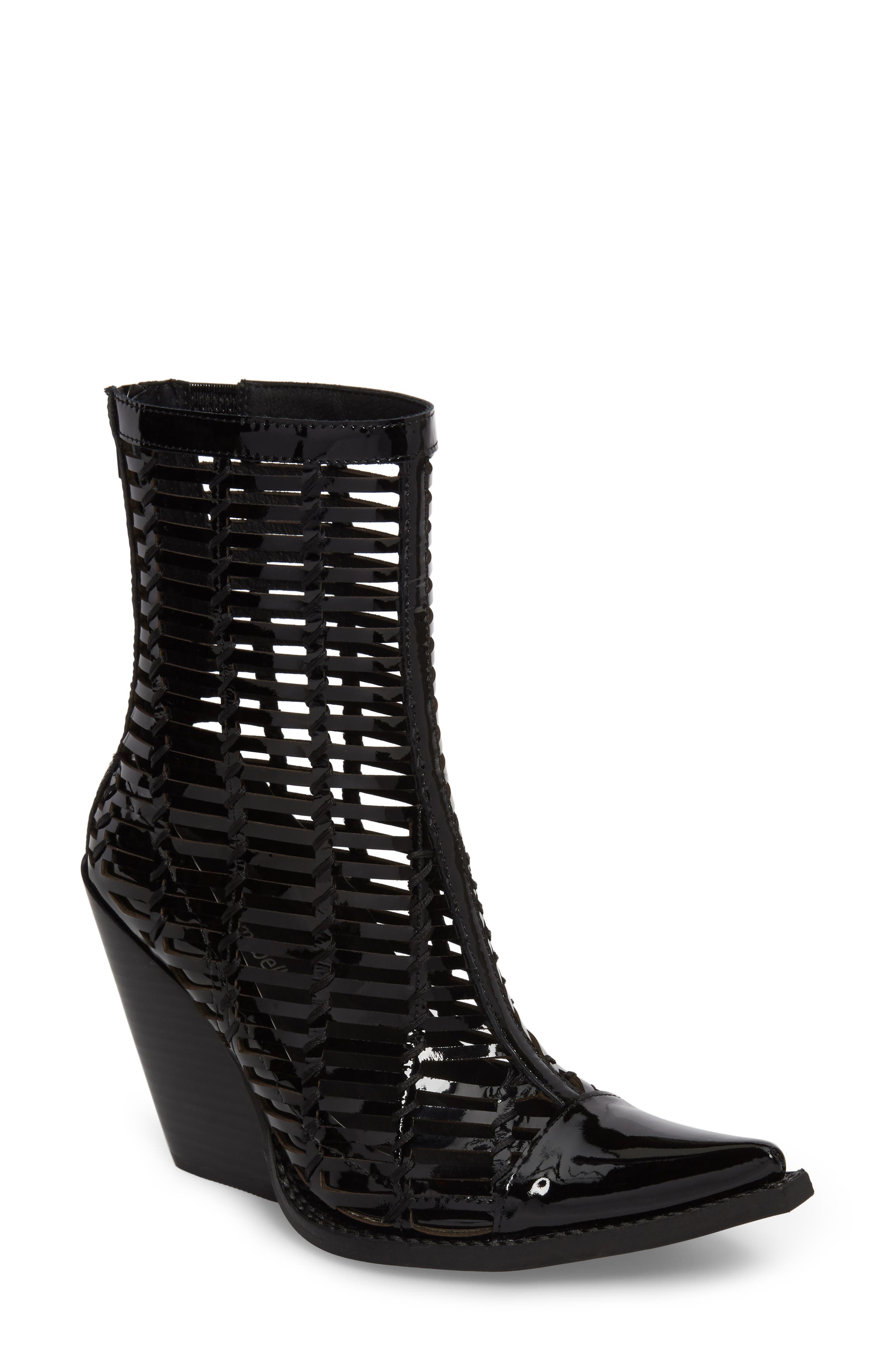 Jeffrey Campbell Gunmetal Cage Bootie- Black