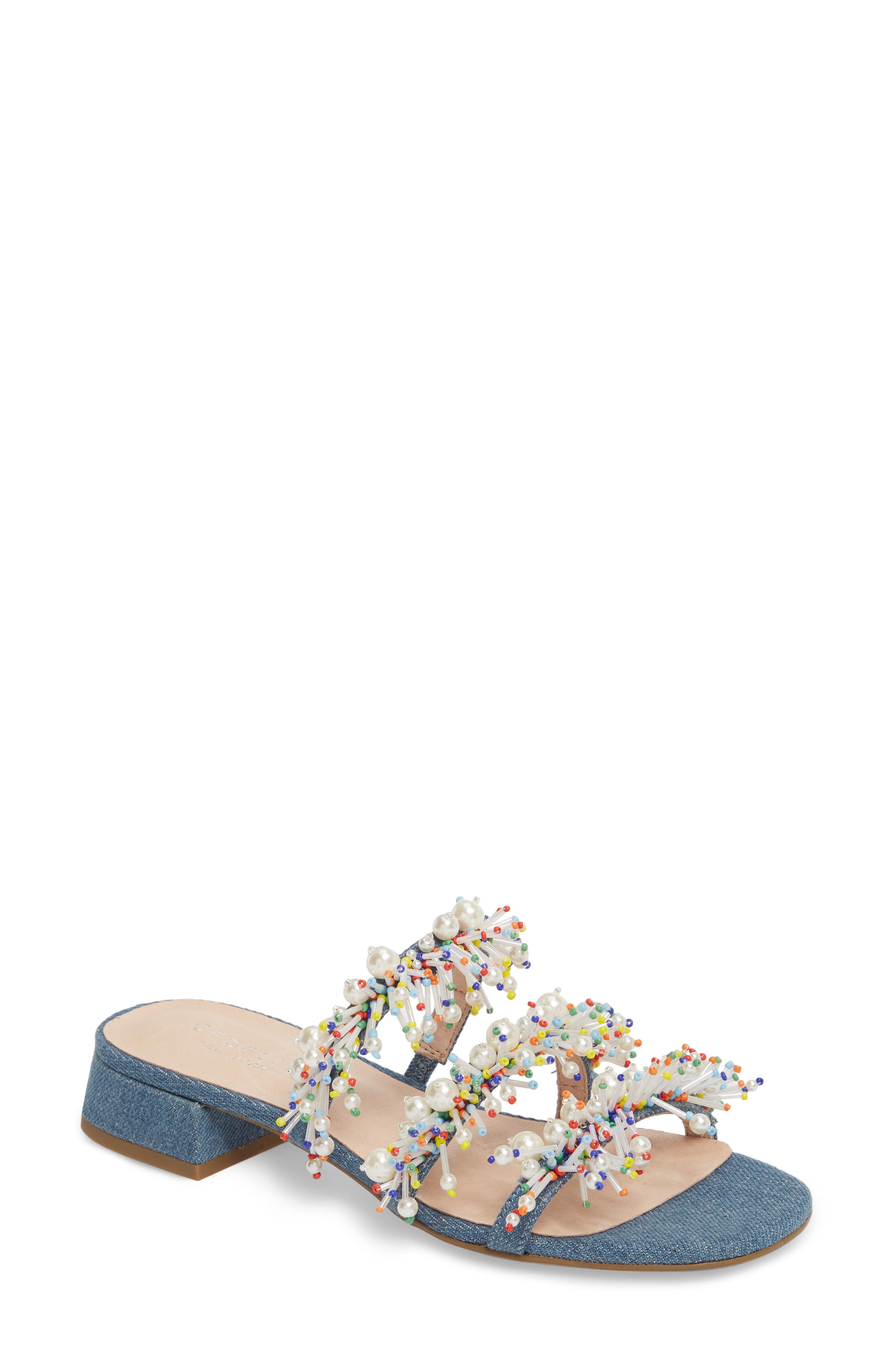Cecelia New York Fes Embellished Slide Sandal, Blue