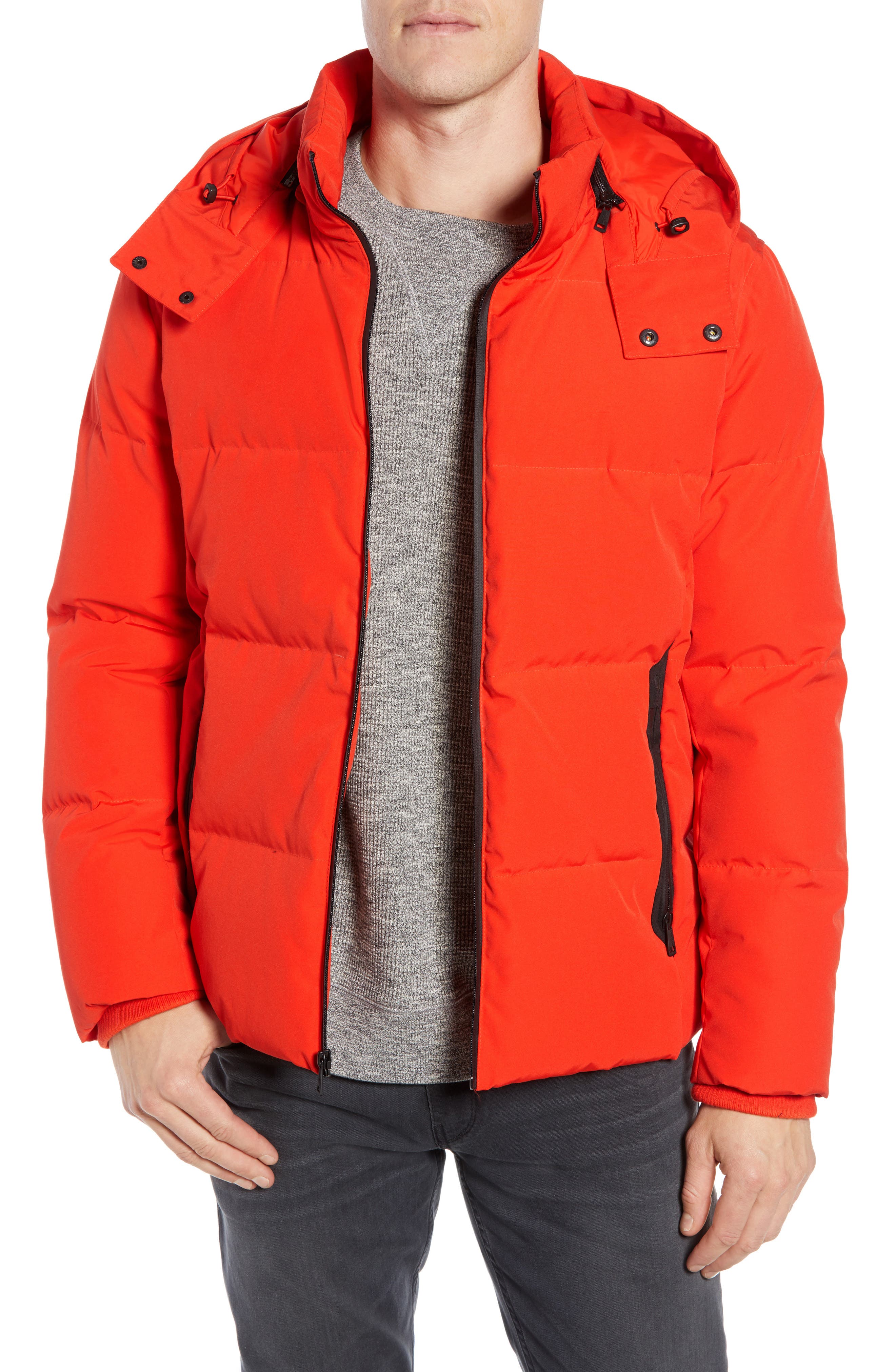 Cole Haan Signature Hooded Puffer Jacket, Orange