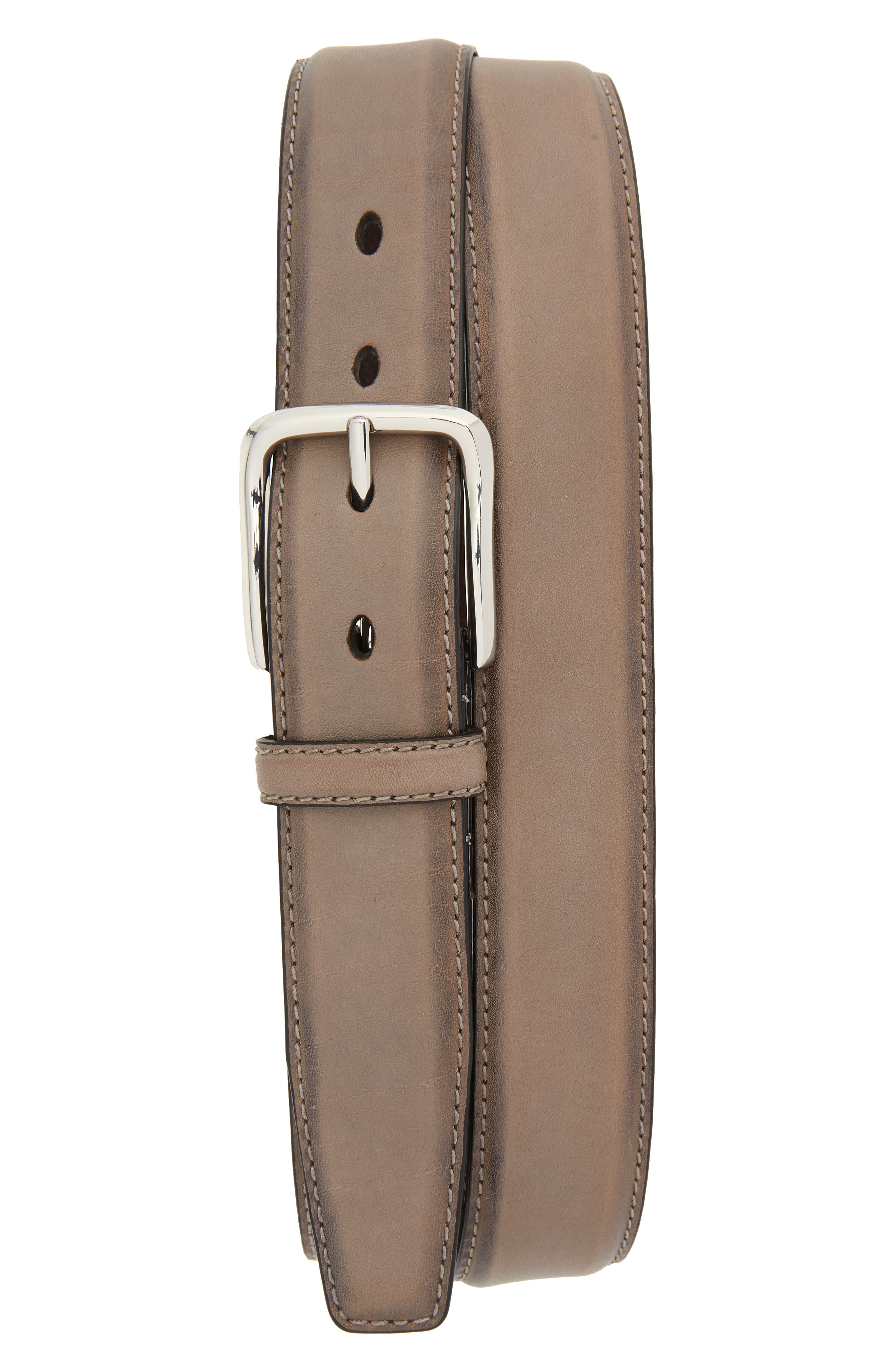 Cole Haan Feather Edge Leather Belt, Ironstone