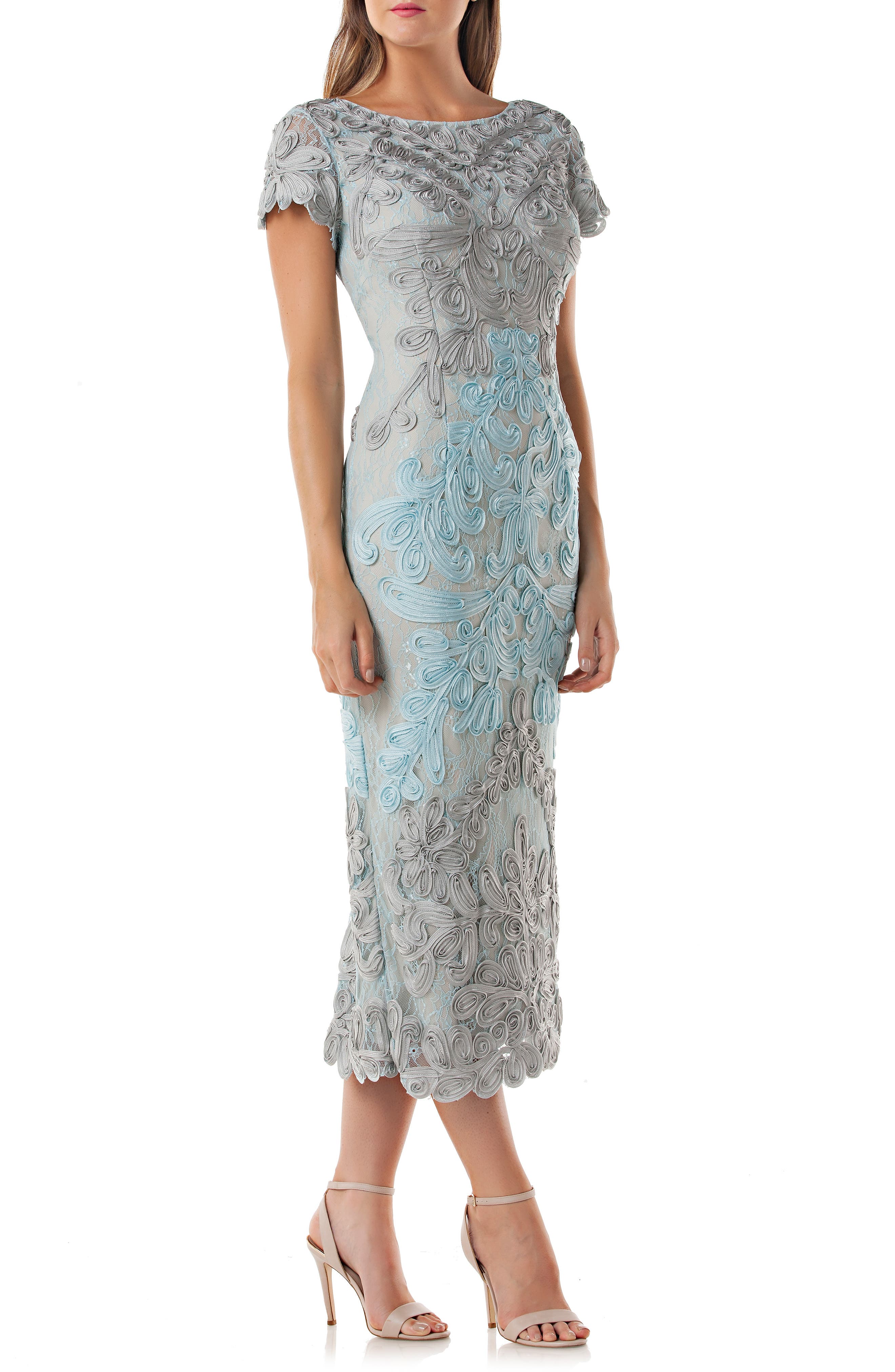 Js Collections Soutache Lace Midi Dress, Blue