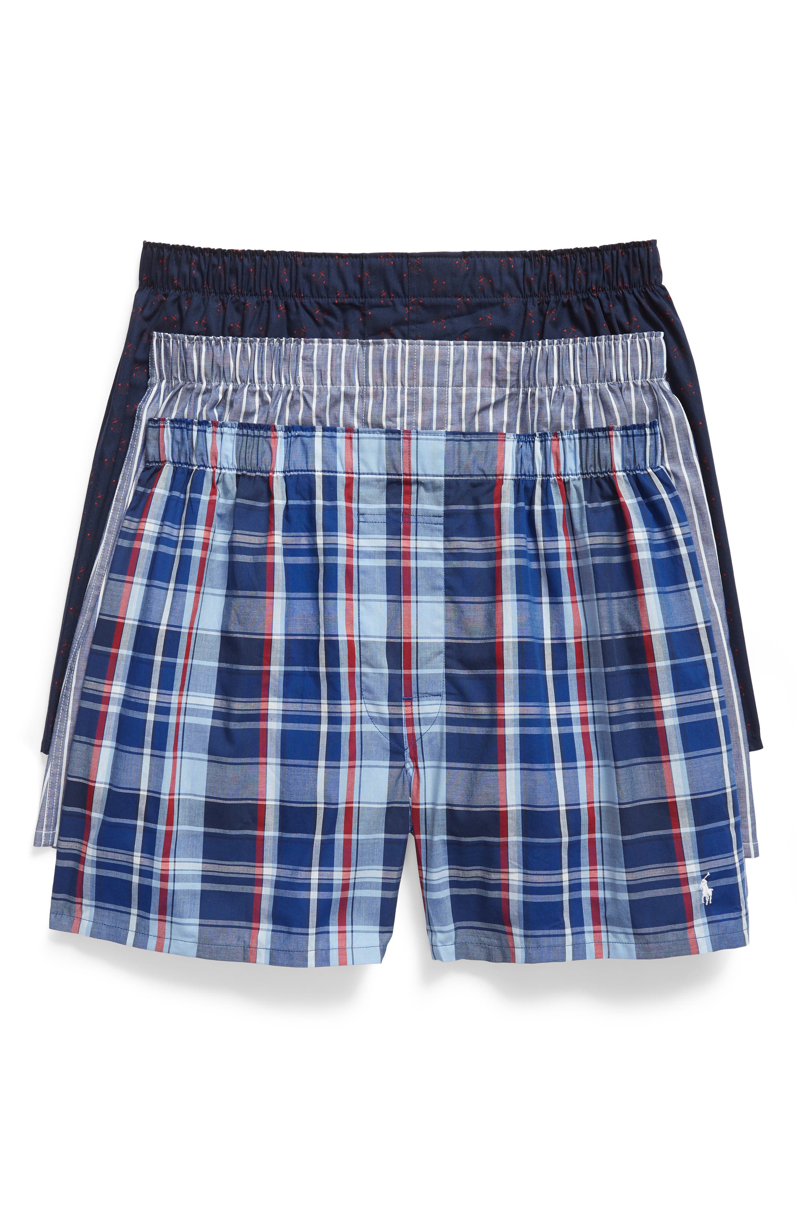 UPC 738994651716 product image for Men's Polo Ralph Lauren 3-Pack Woven Cotton Boxers, Size Small - Blue | upcitemdb.com