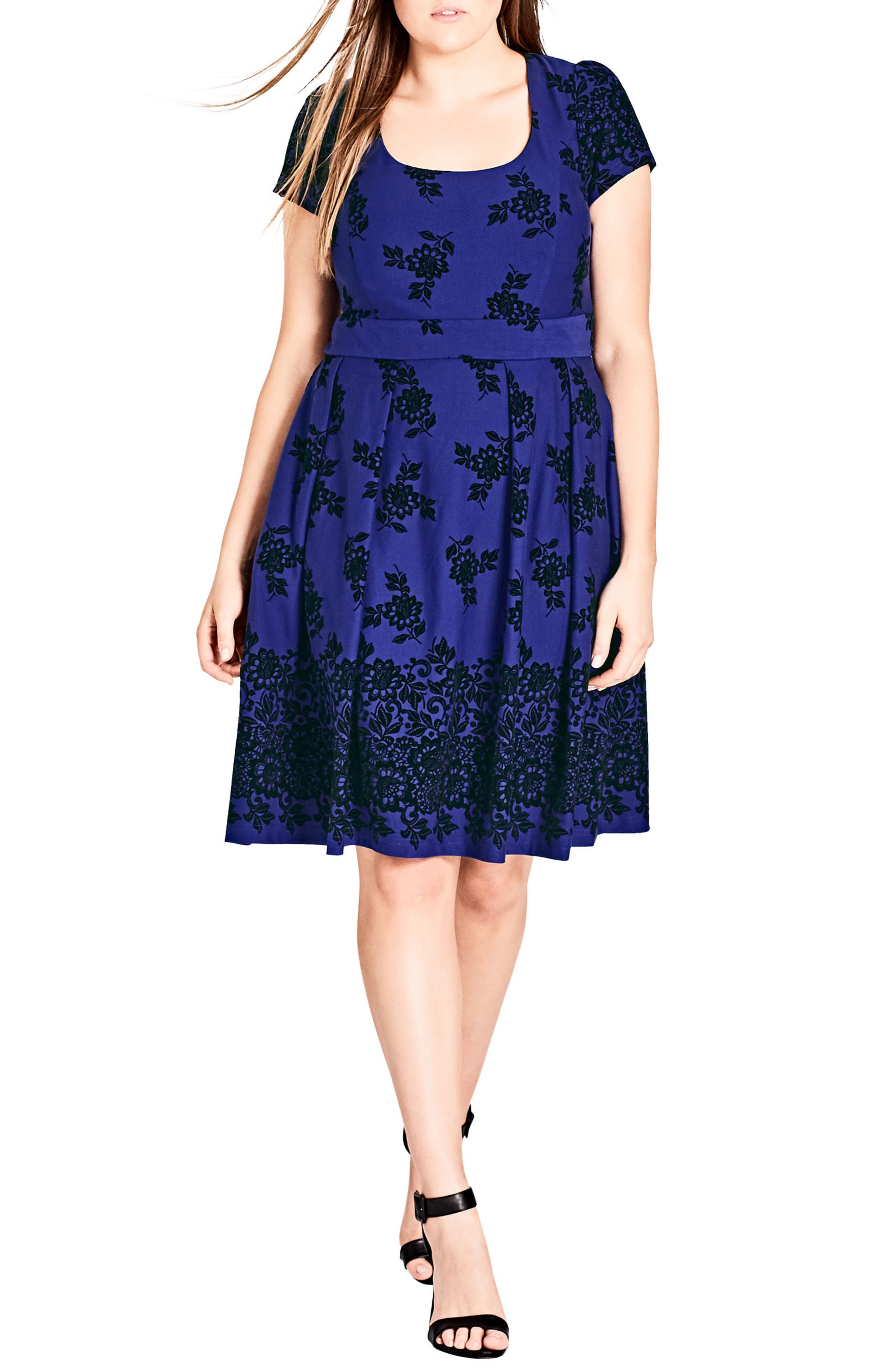 Plus Size City Chic Flocked Dress