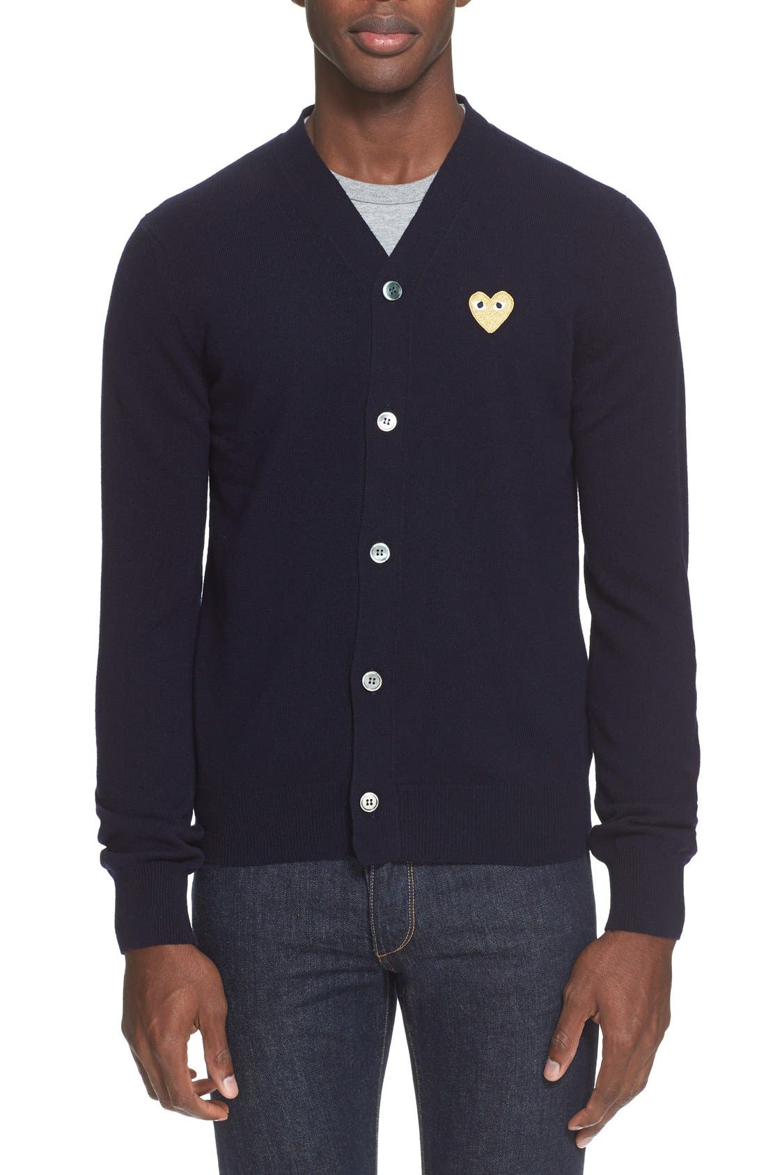 Commes Des Garcons Play Wool V-Neck Cardigan