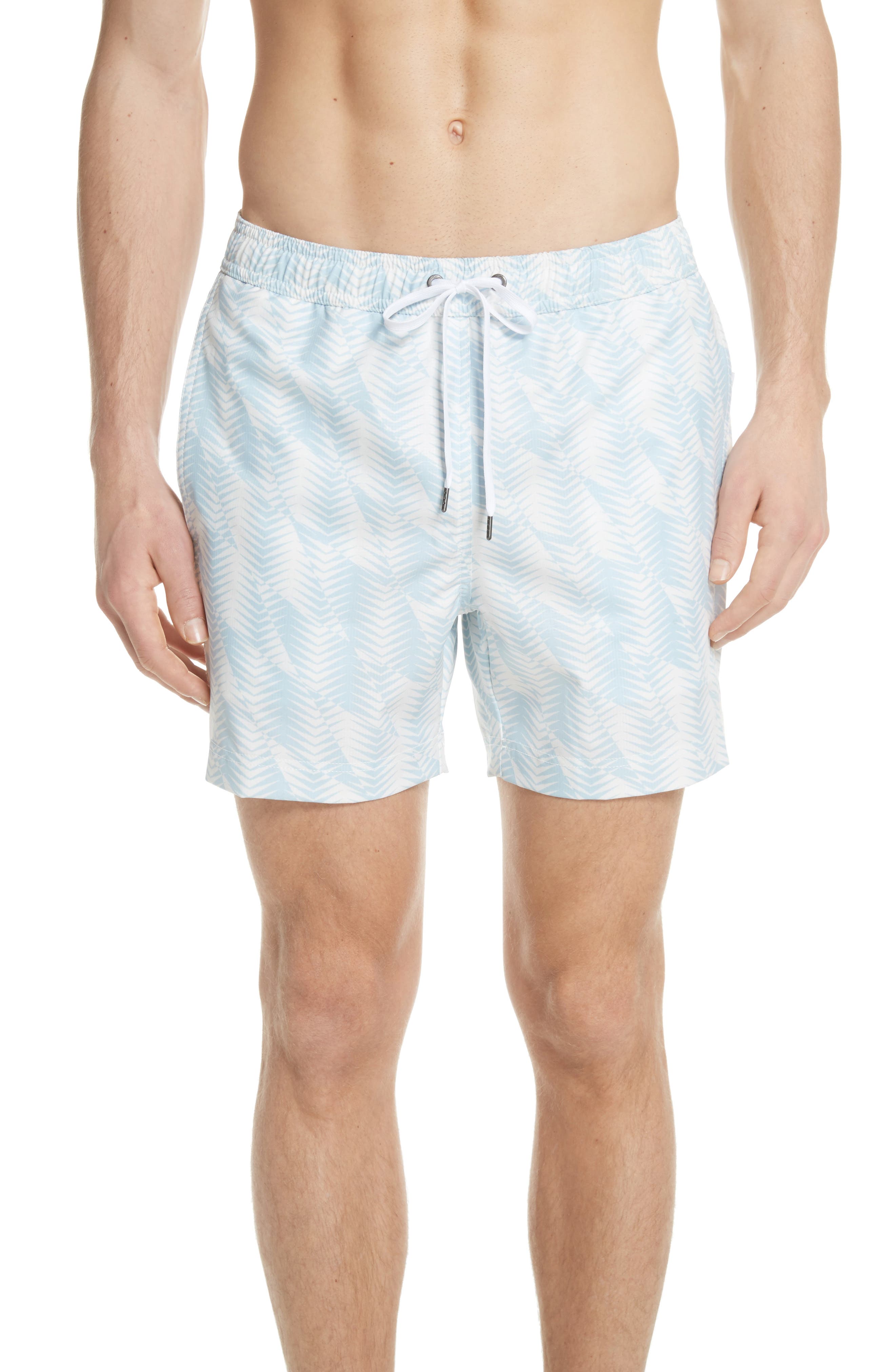 Onia Charles Chevron Swim Trunks, Blue