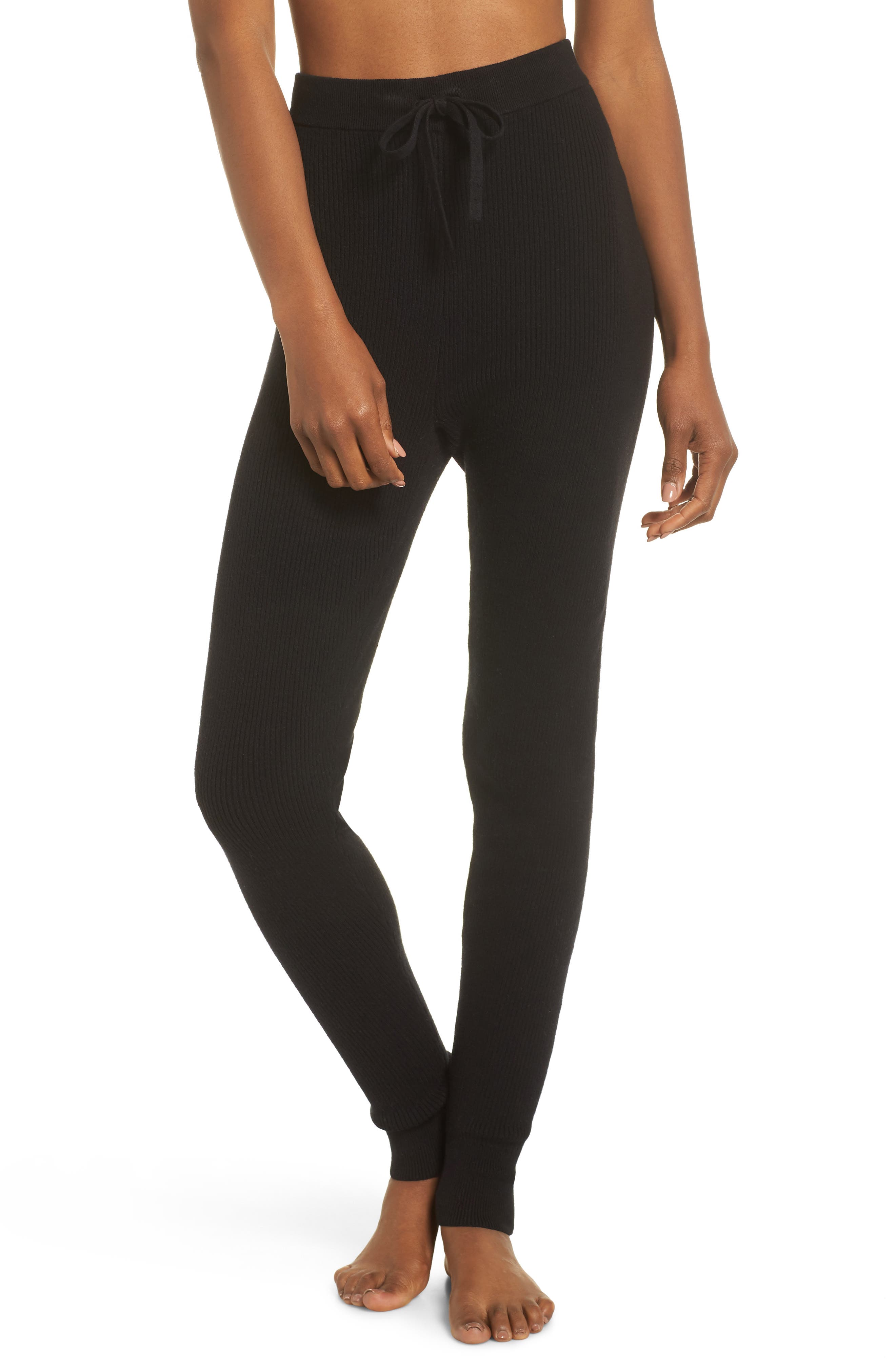 Nordstrom Lingerie Ribbed Sweater Leggings, Black