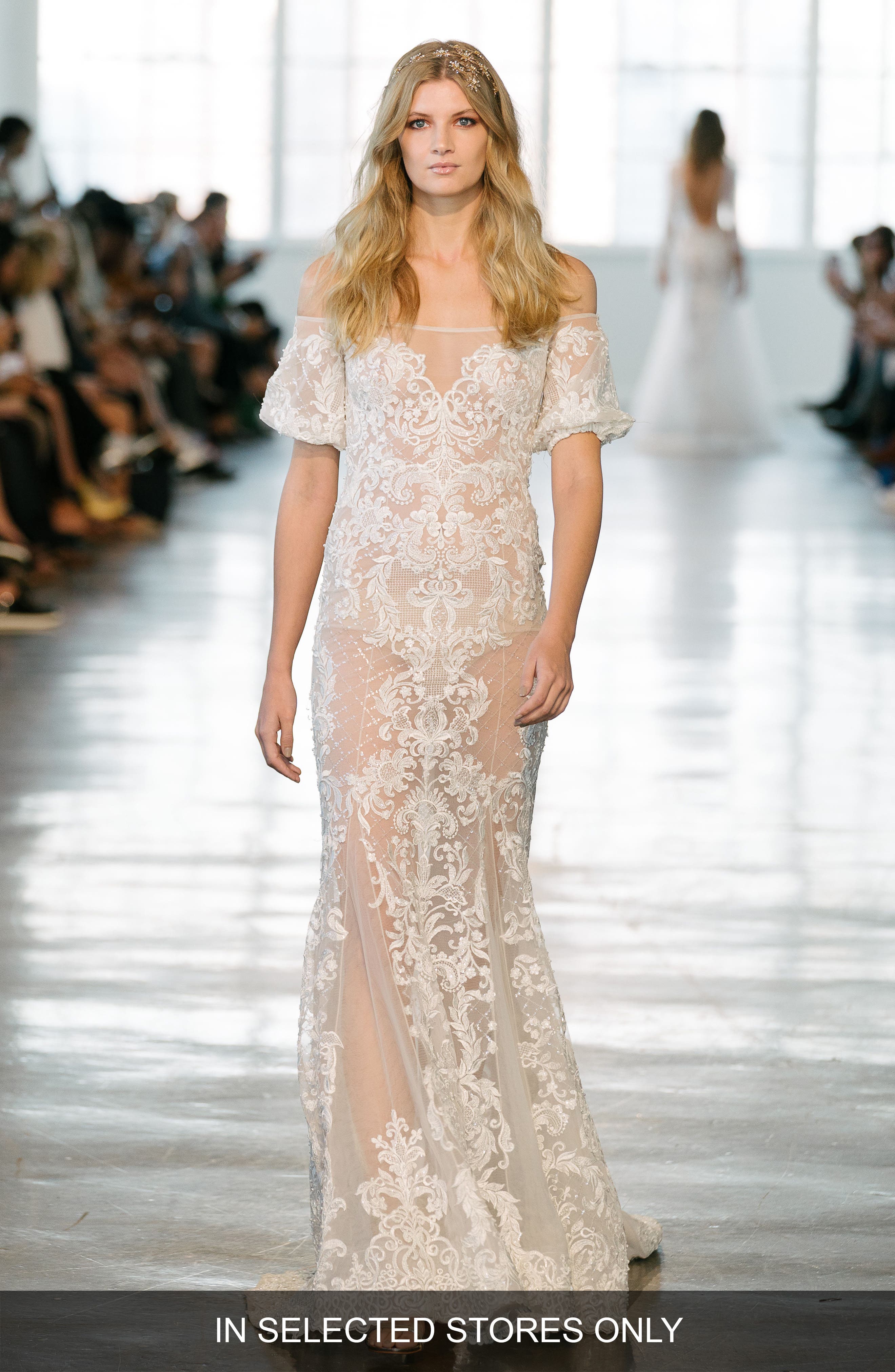Berta Lace Off The Shoulder Mermaid Gown, Size IN STORE ONLY - Ivory