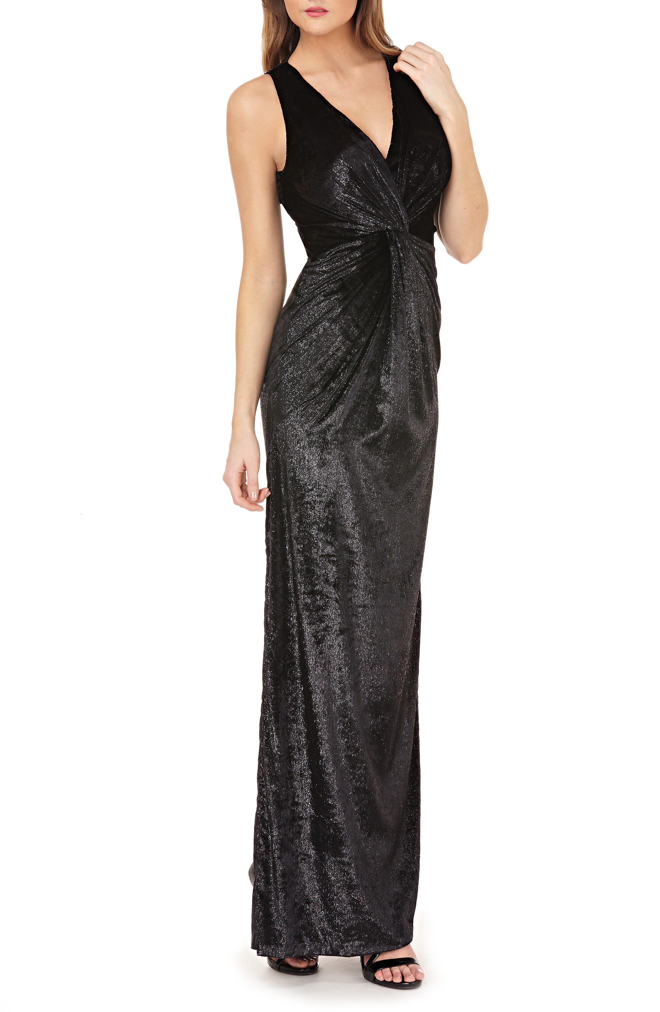 Js Collections Velvet Twist Gown, Black