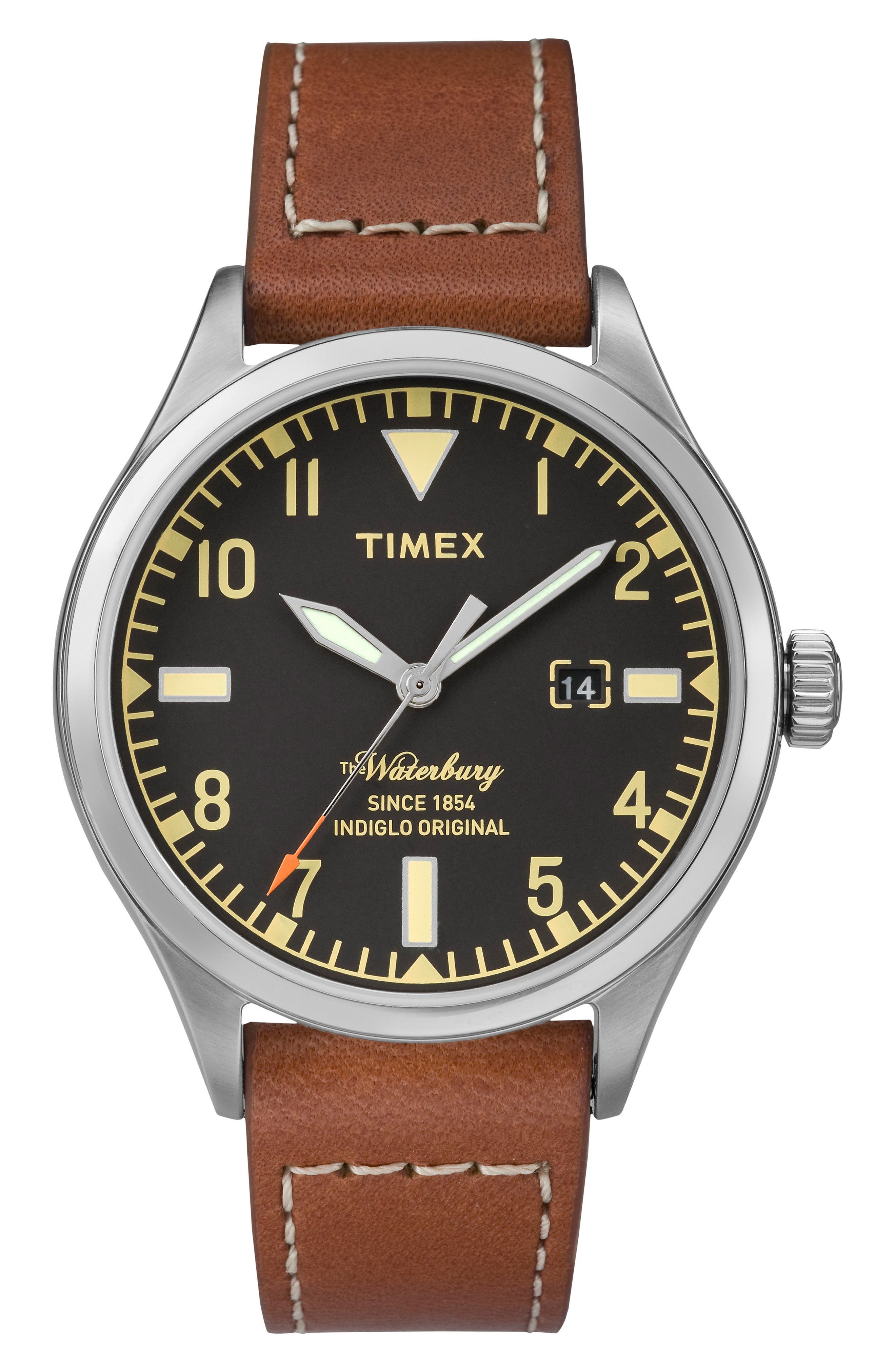 Timex Waterbury Leather Strap Watch, 40Mm