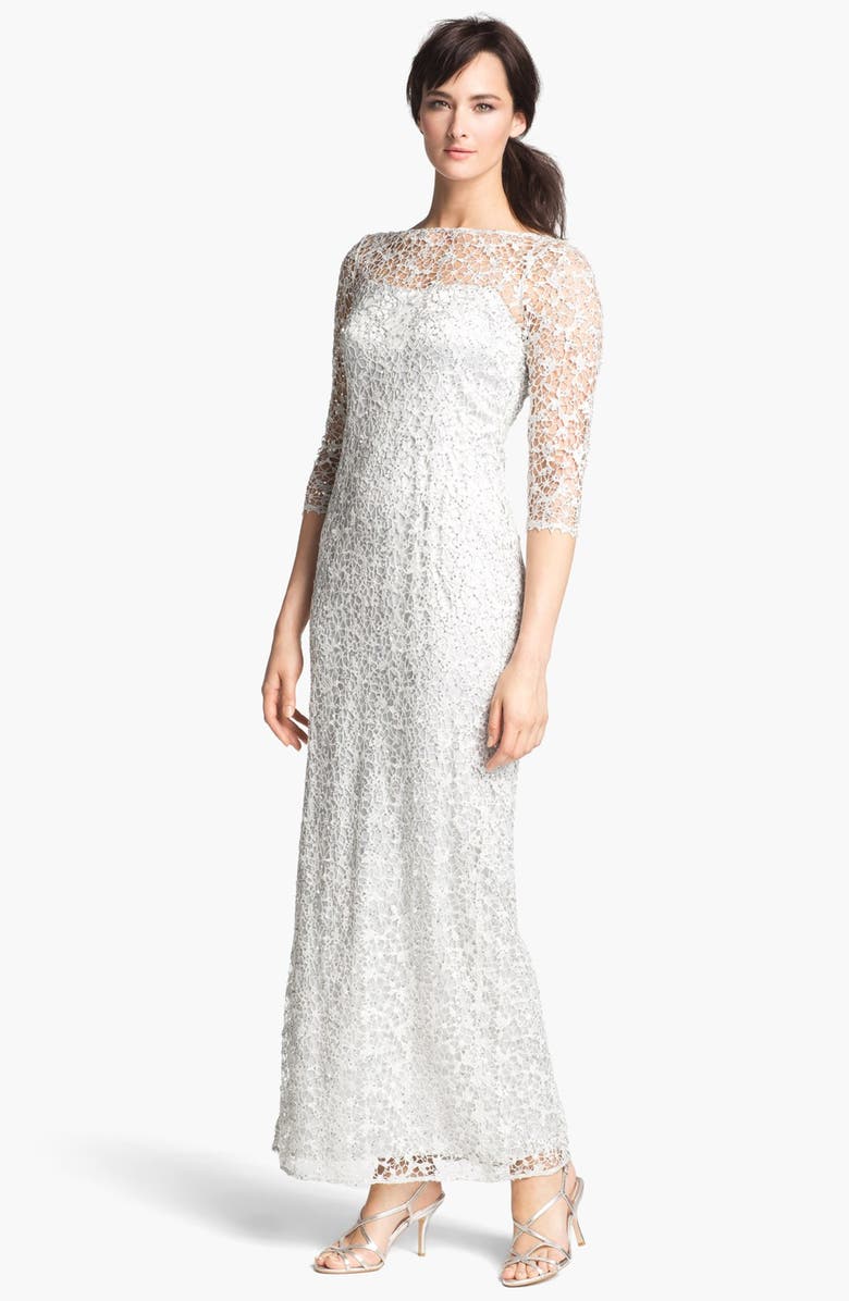Kay Unger Embellished Illusion Neck Lace Gown | Nordstrom