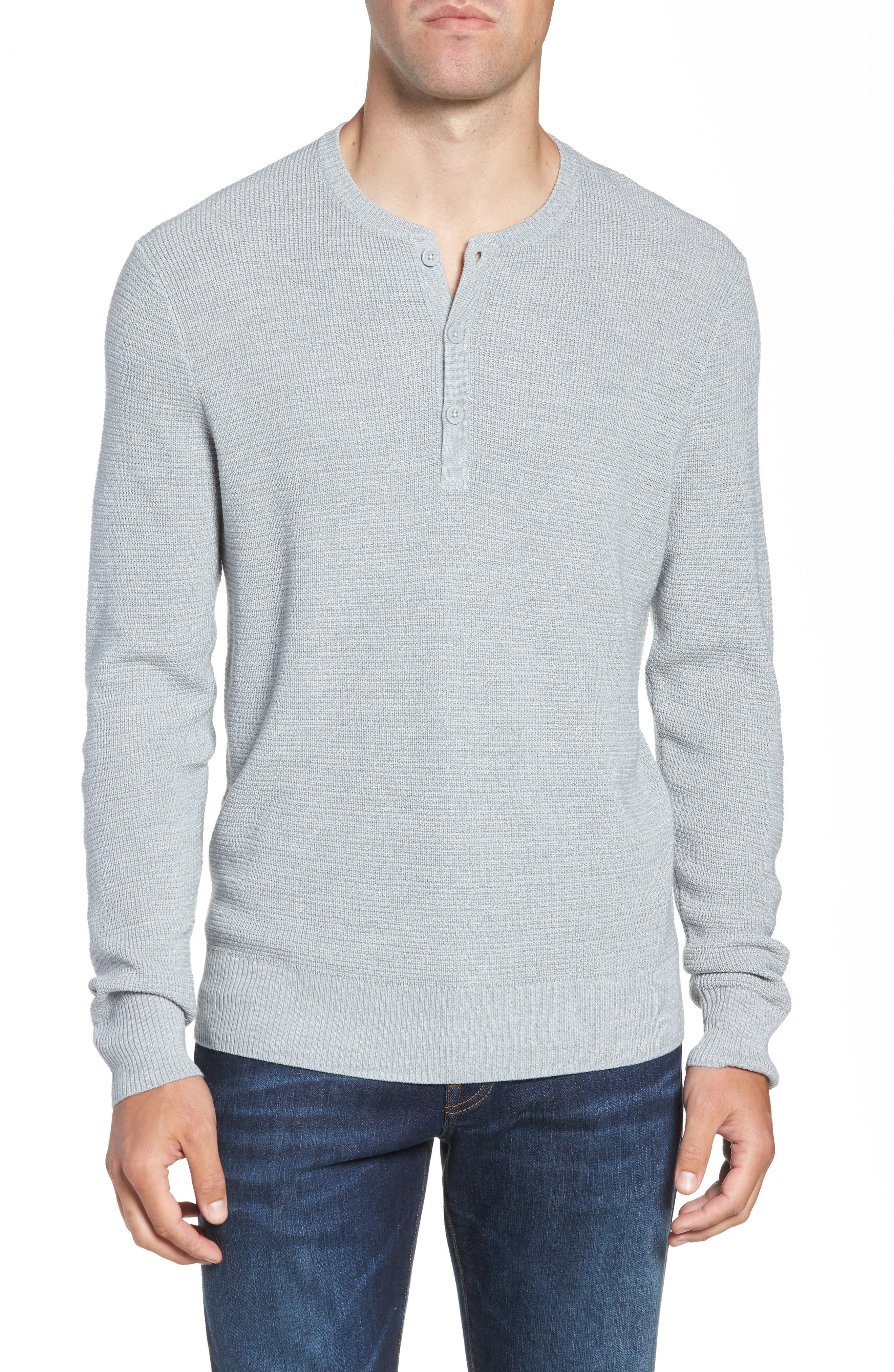 Nordstrom Shop Merino Wool Blend Thermal Henley, Grey