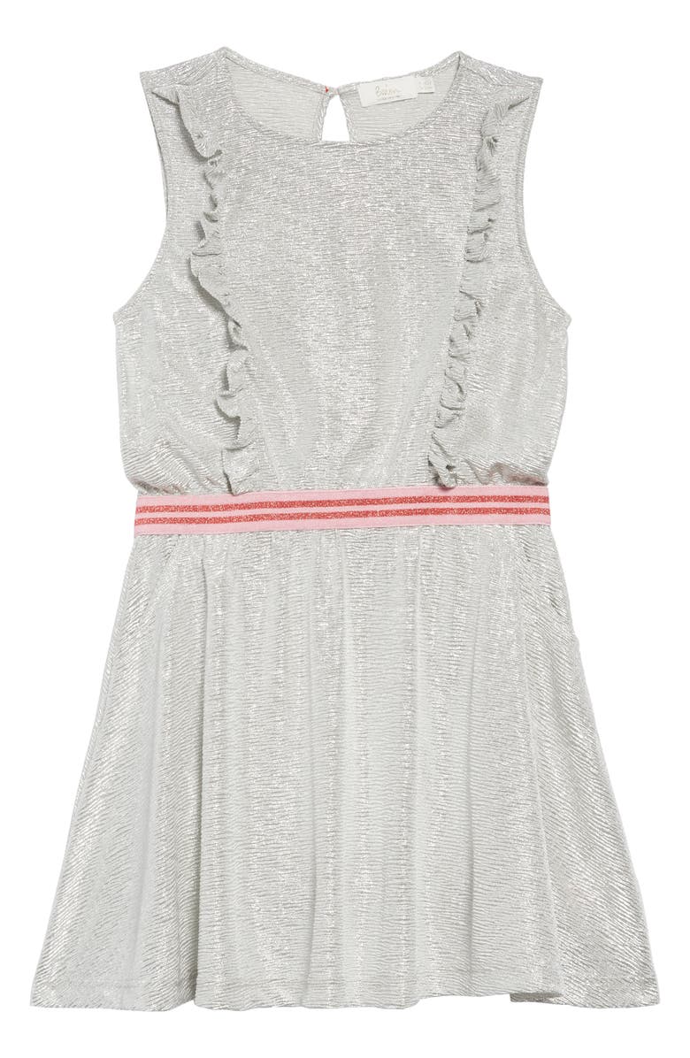 Mini Boden Ruffle Detail Metallic Dress