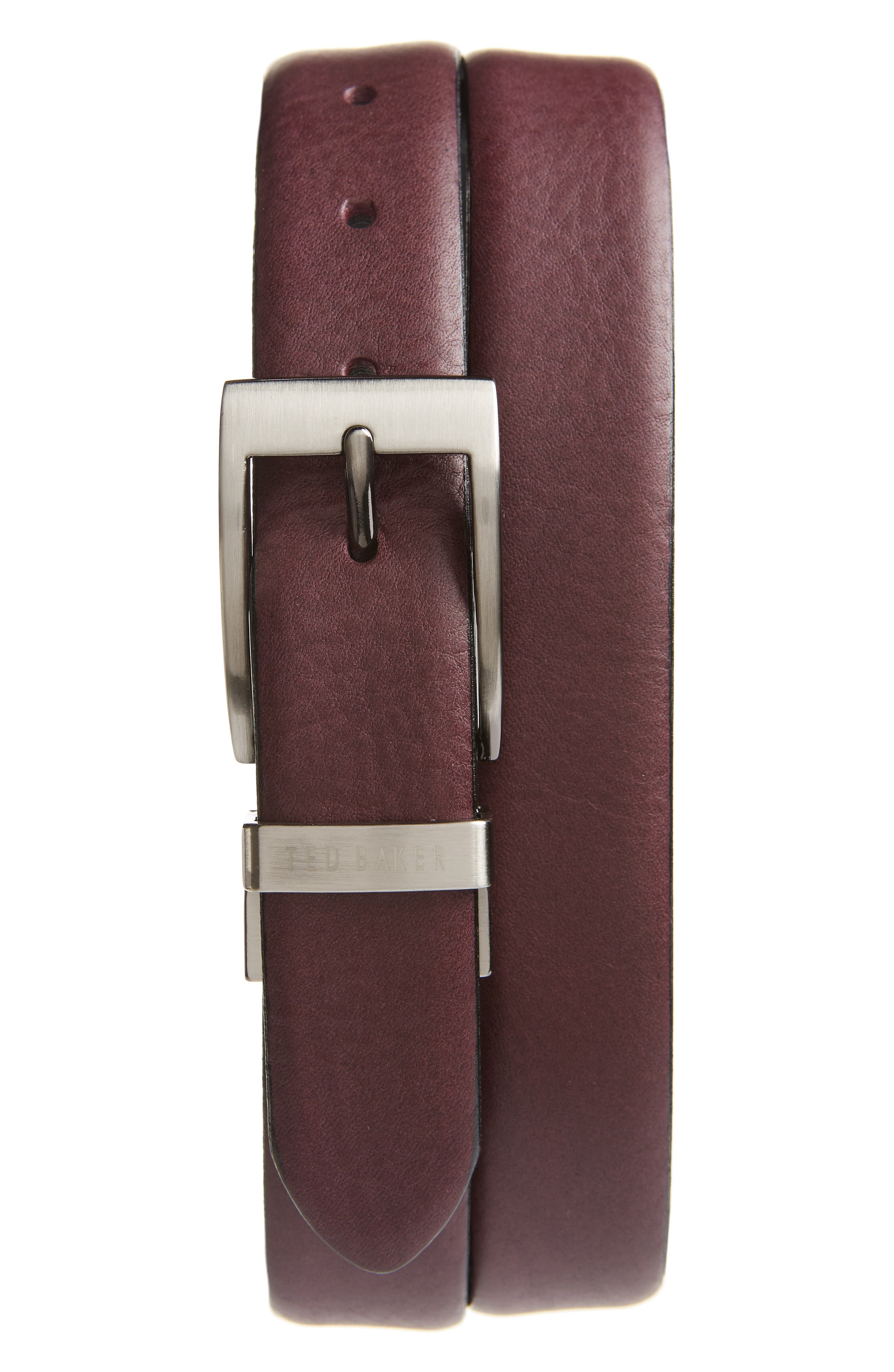 Ted Baker London Reversible Leather Belt, Deep Purple