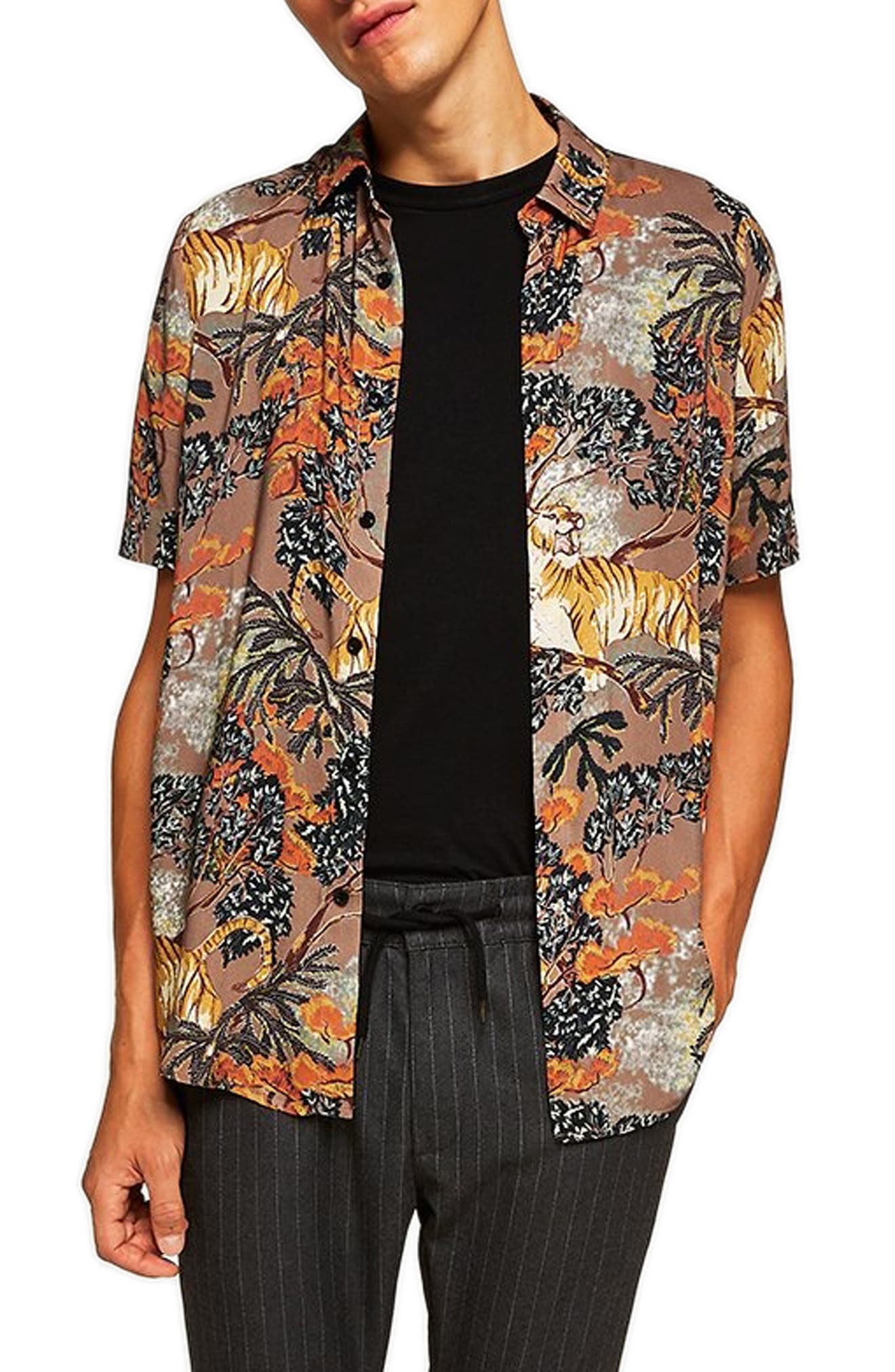 Topman Suburb Tiger Print Shirt