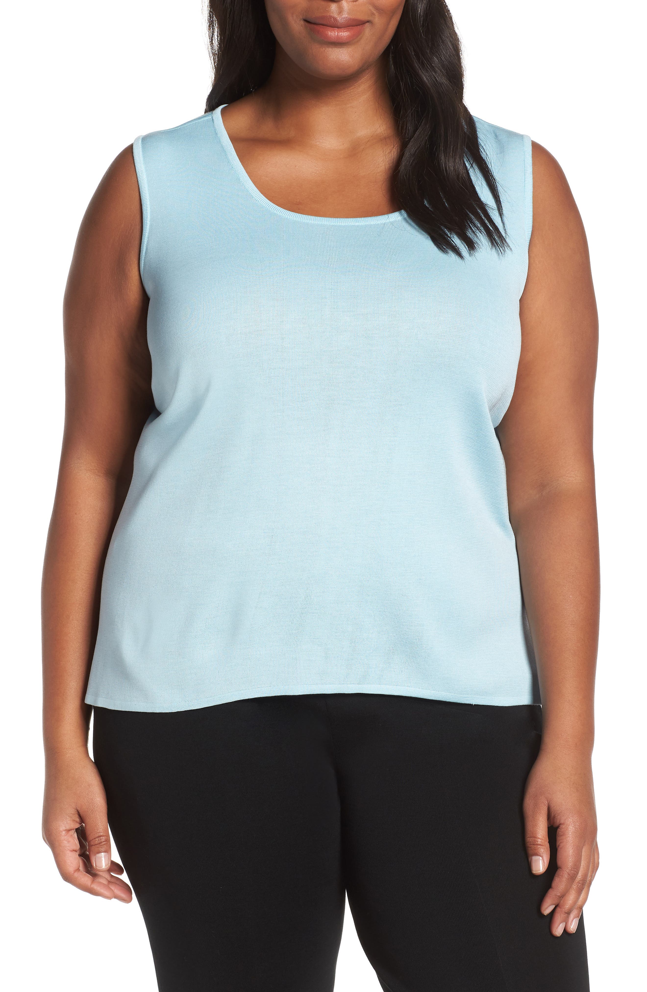Plus Size Ming Wang Knit Tank, Blue
