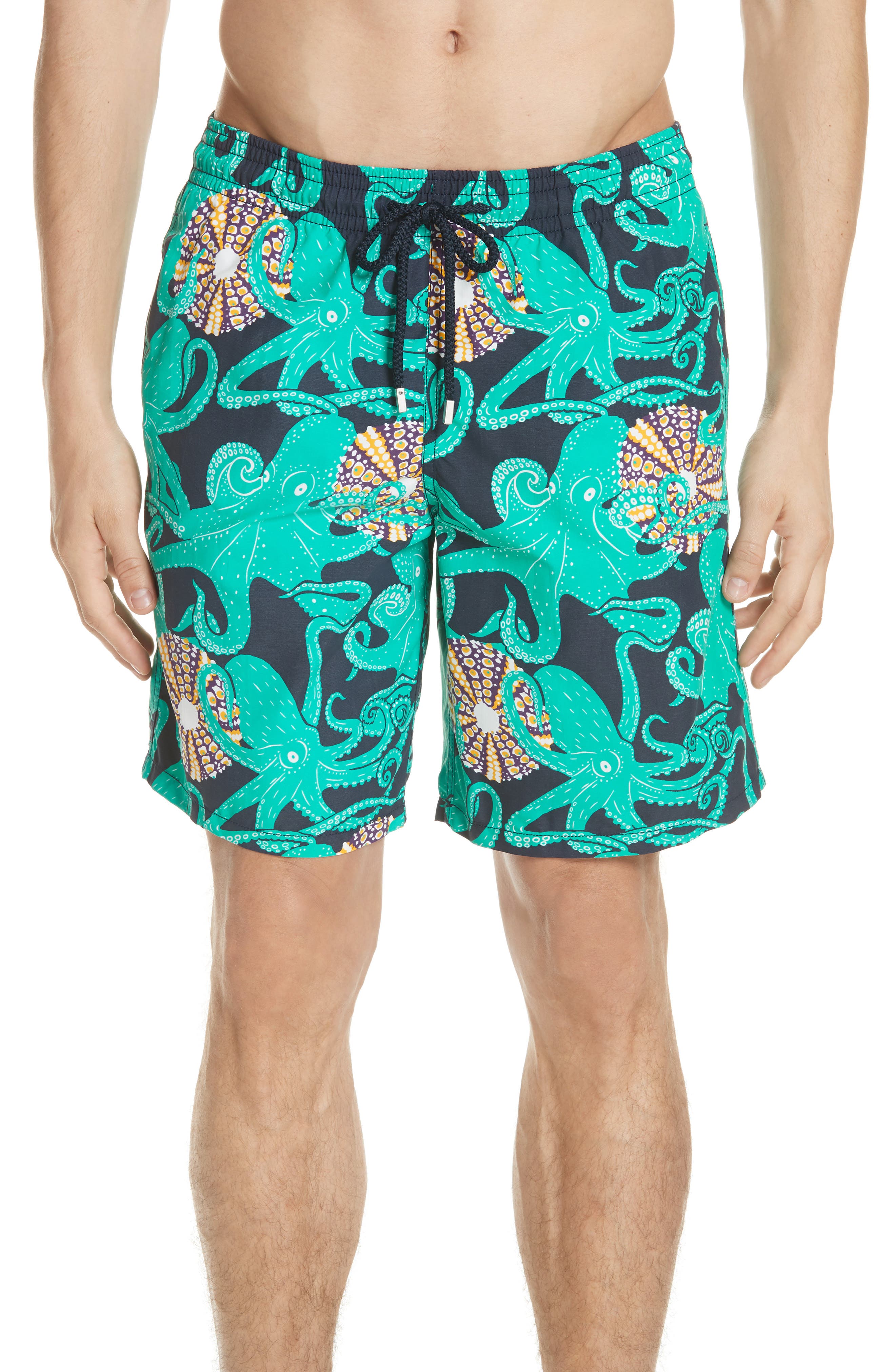 Vilebrequin Octopus & Shellfish Print Swim Trunks, Blue