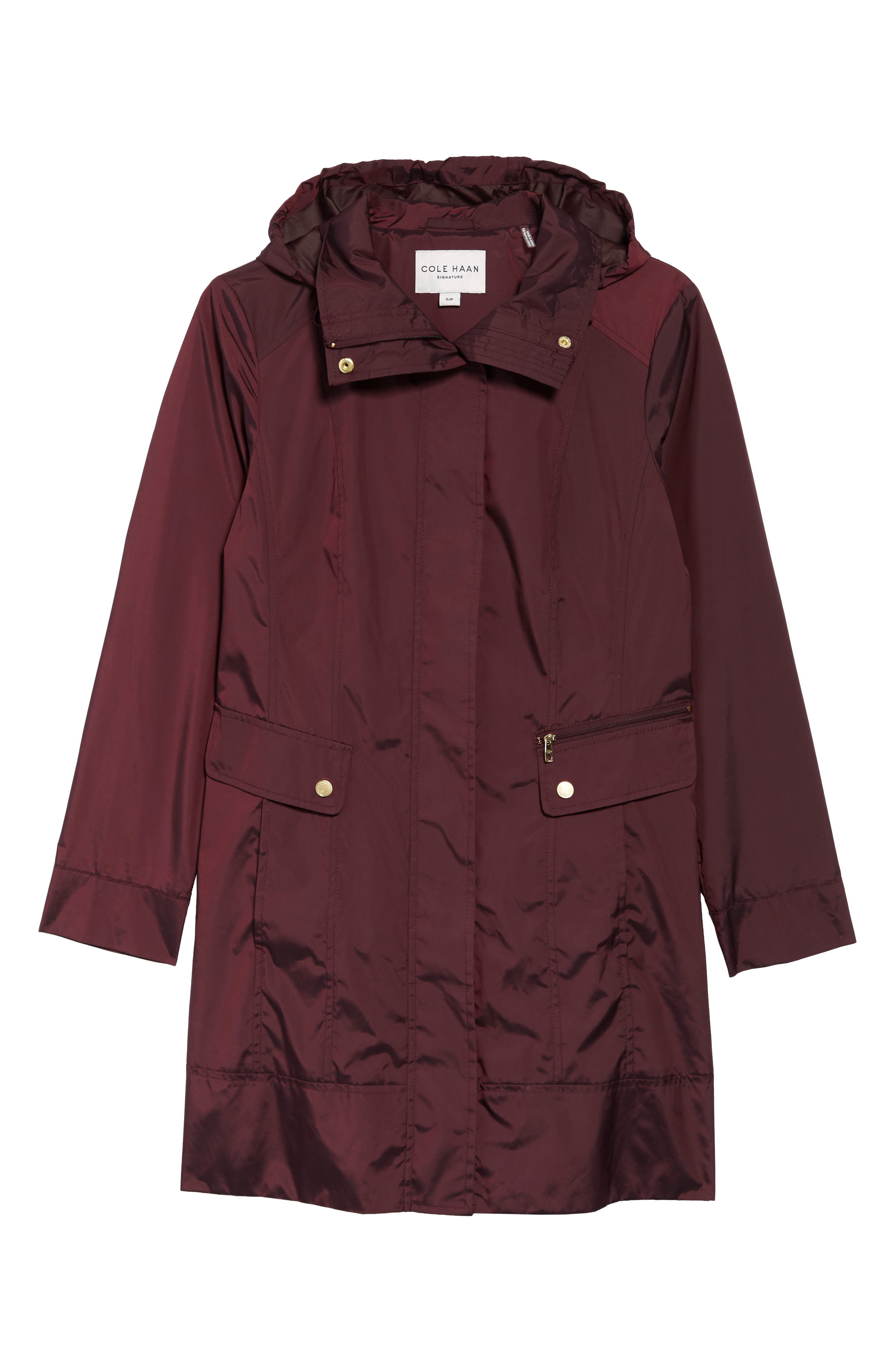 Cole Haan Signature Back Bow Packable Hooded Raincoat, Purple
