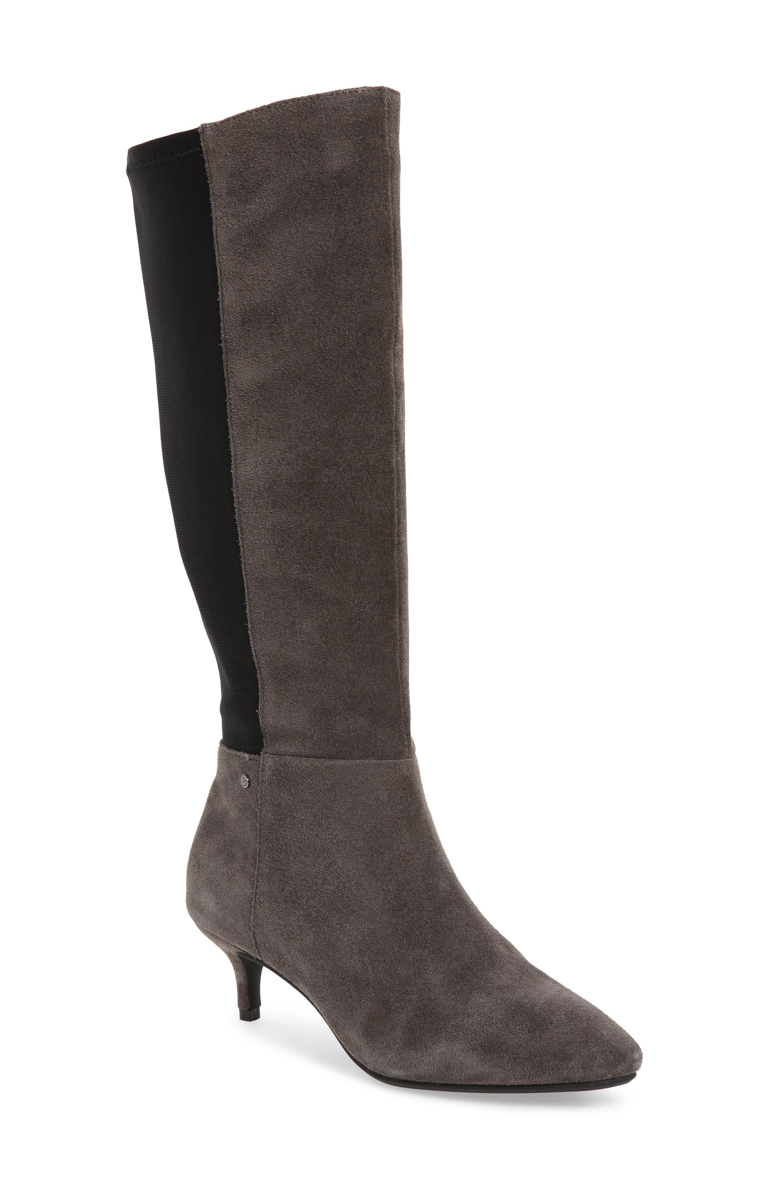 Sudini Beverly Stretch Back Knee High Boot, Grey
