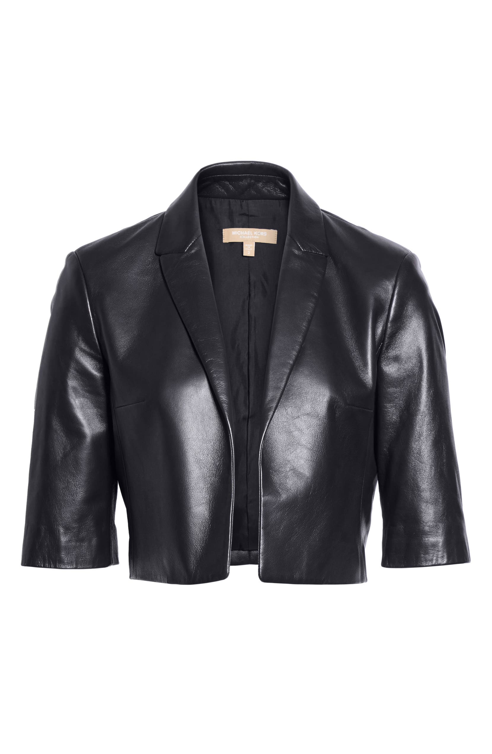 Michael Kors Crop Plongé Leather Jacket Nordstrom