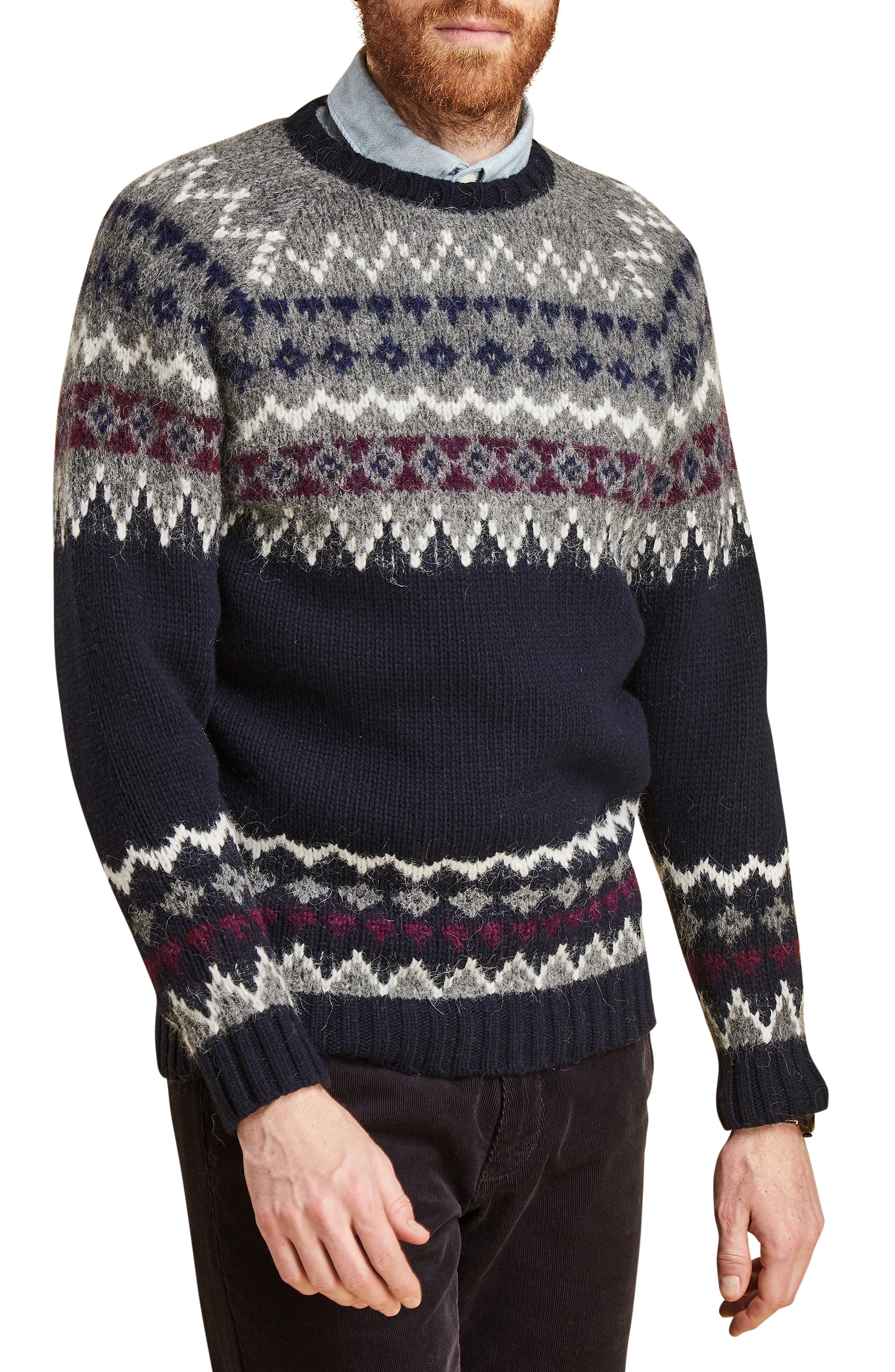 Barbour Wetheral Fair Isle Crewneck Regular Fit Sweater, Blue