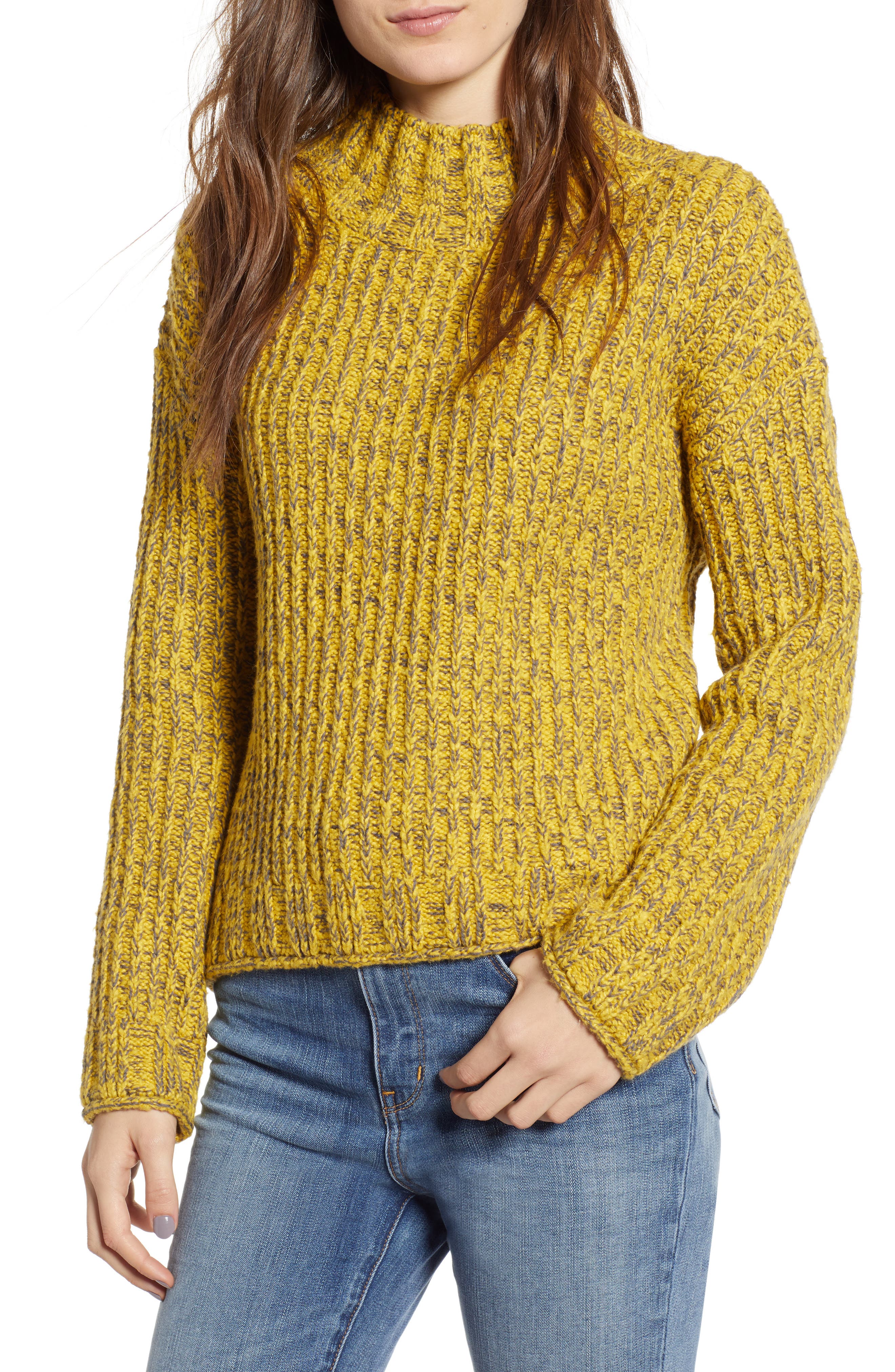 Bp. Cozy Stitch Mock Neck Sweater, Yellow