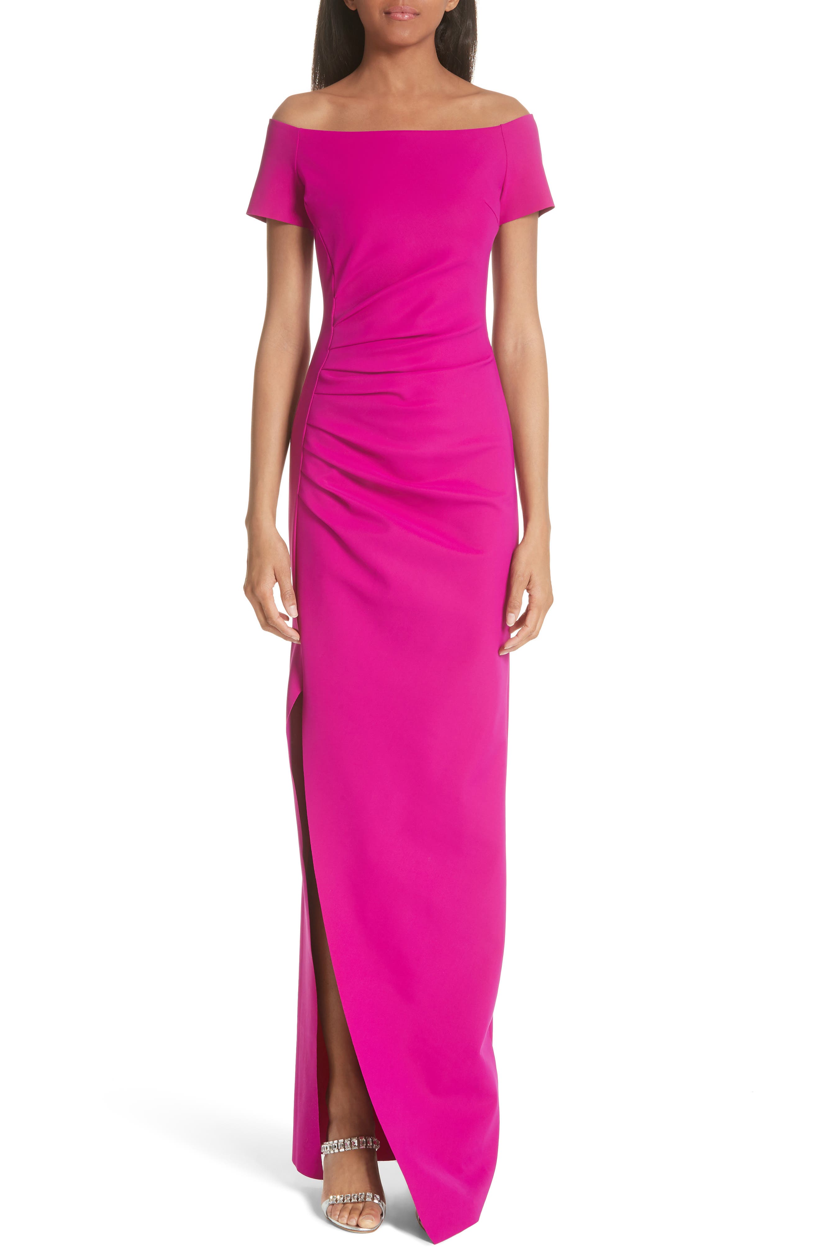 Chiara Boni La Petite Robe Divis Off The Shoulder Column Gown, 6 IT - Pink