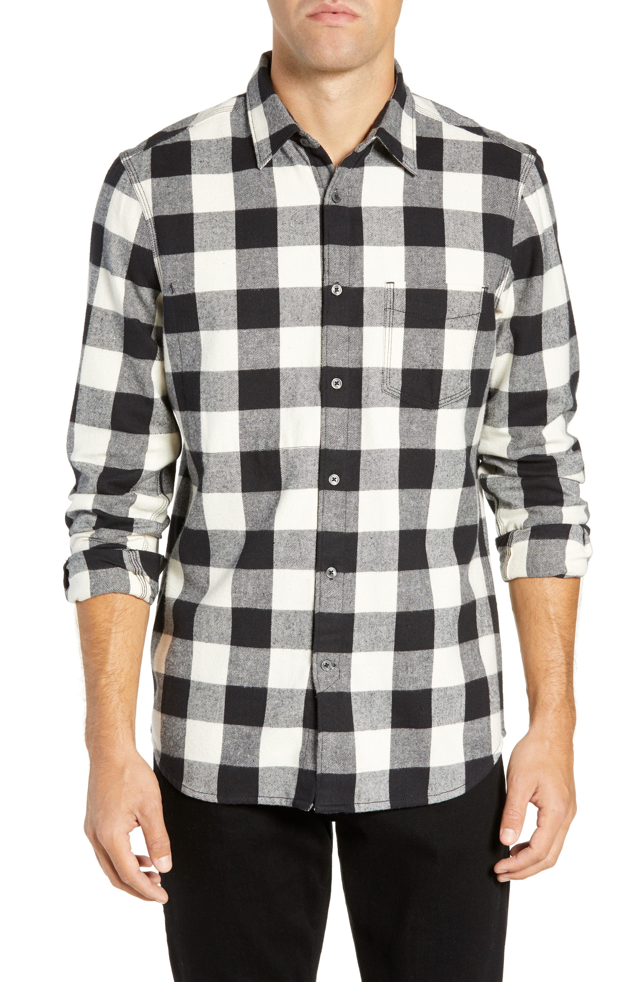 French Connection Kahama Regular Fit Flannel Sport Shirt, Grey