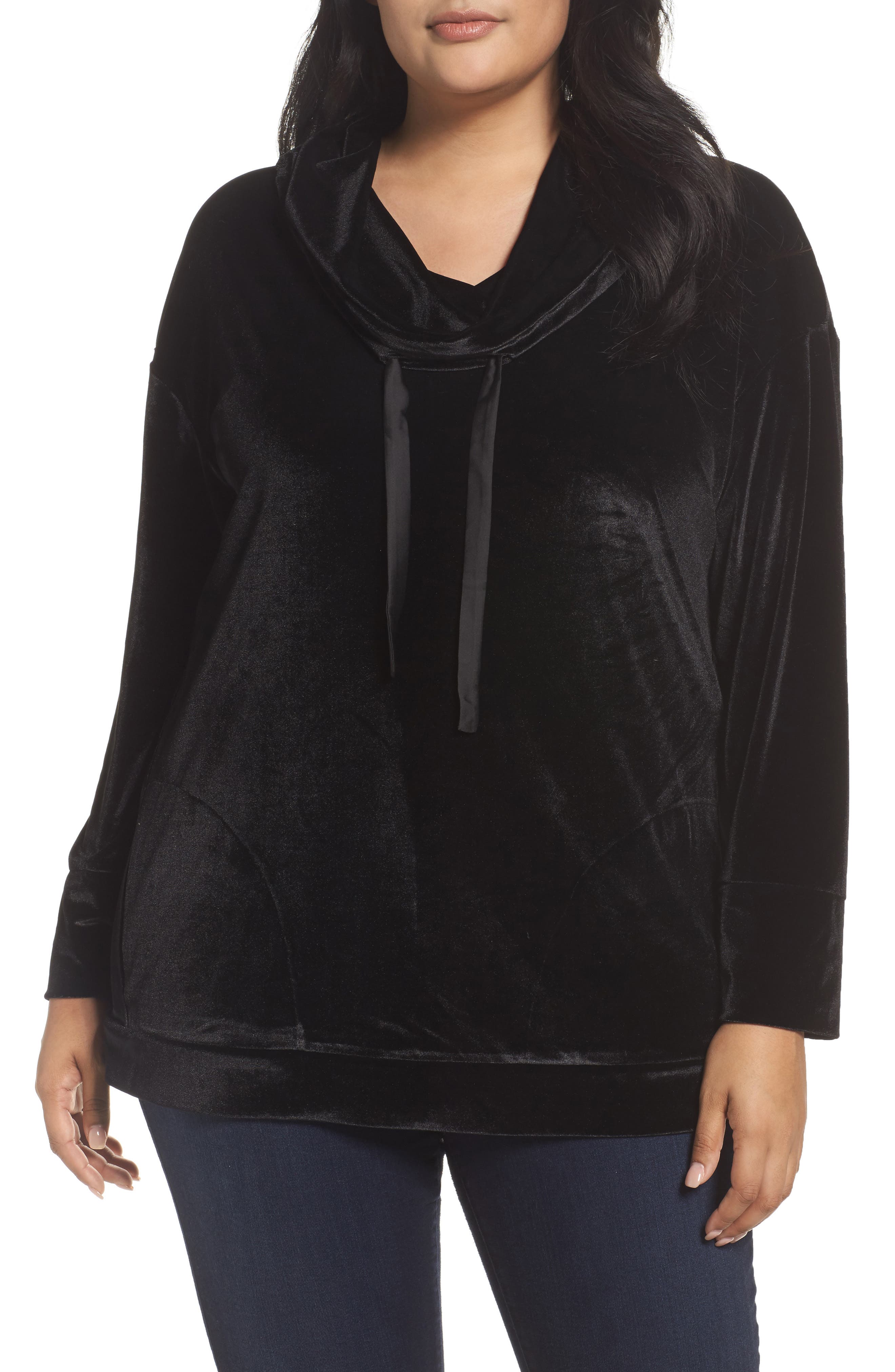 Sejour Cowl Neck Velour Top (Plus Size) Nordstrom
