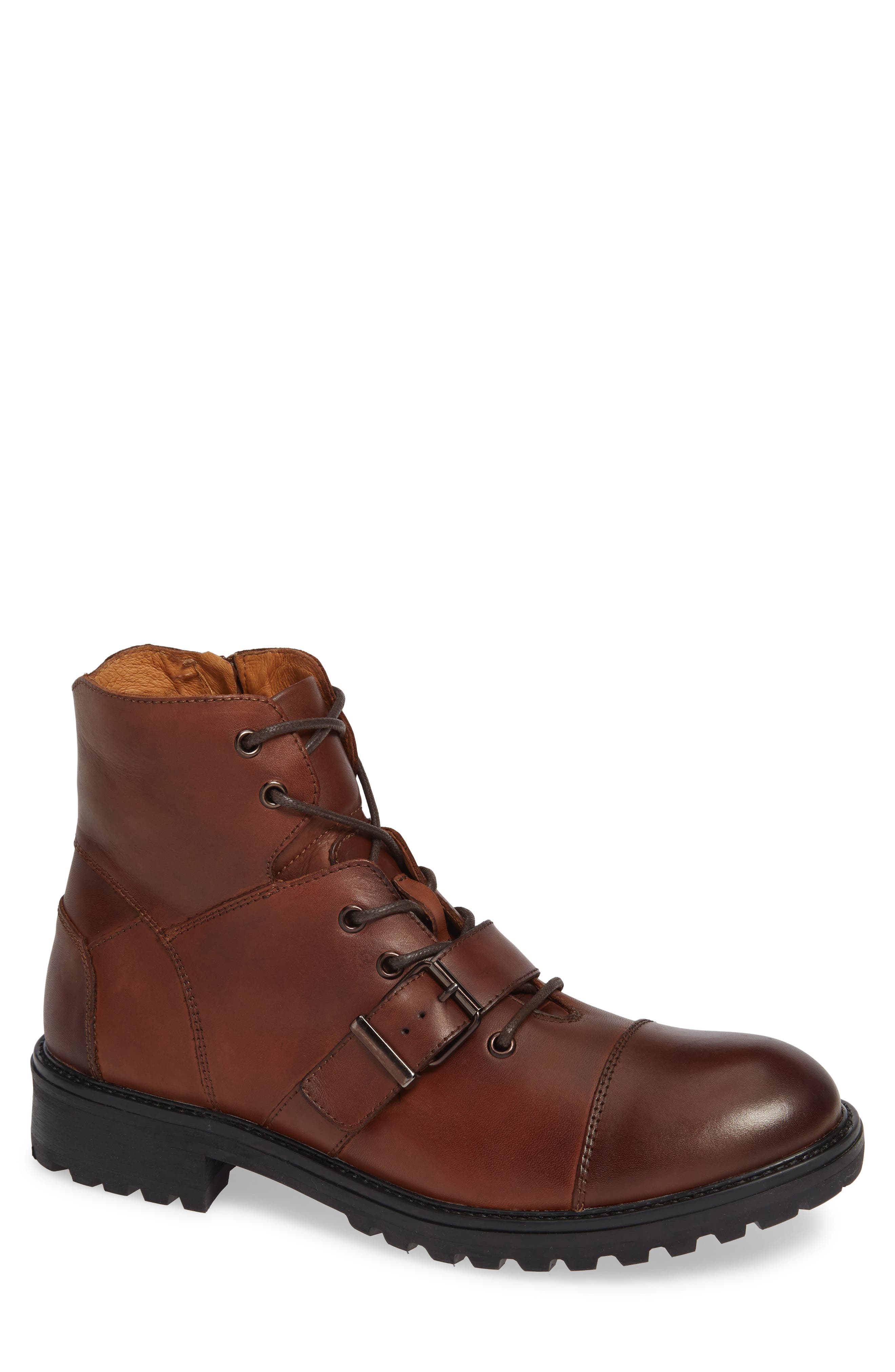 Jump Brake Cap Toe Motorcycle Boot, Brown