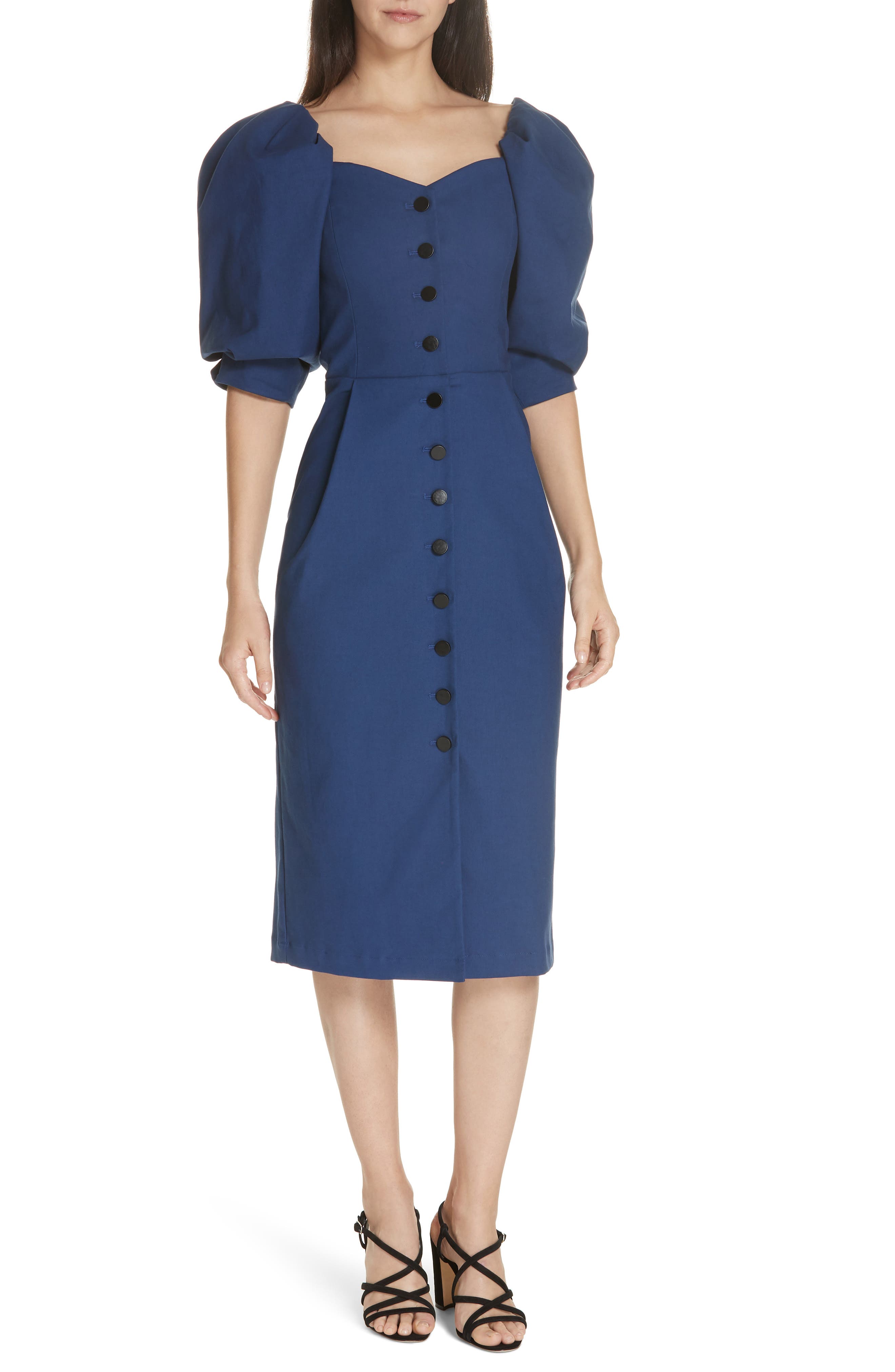 Sea Lennox Puff Sleeve Pencil Dress, Blue