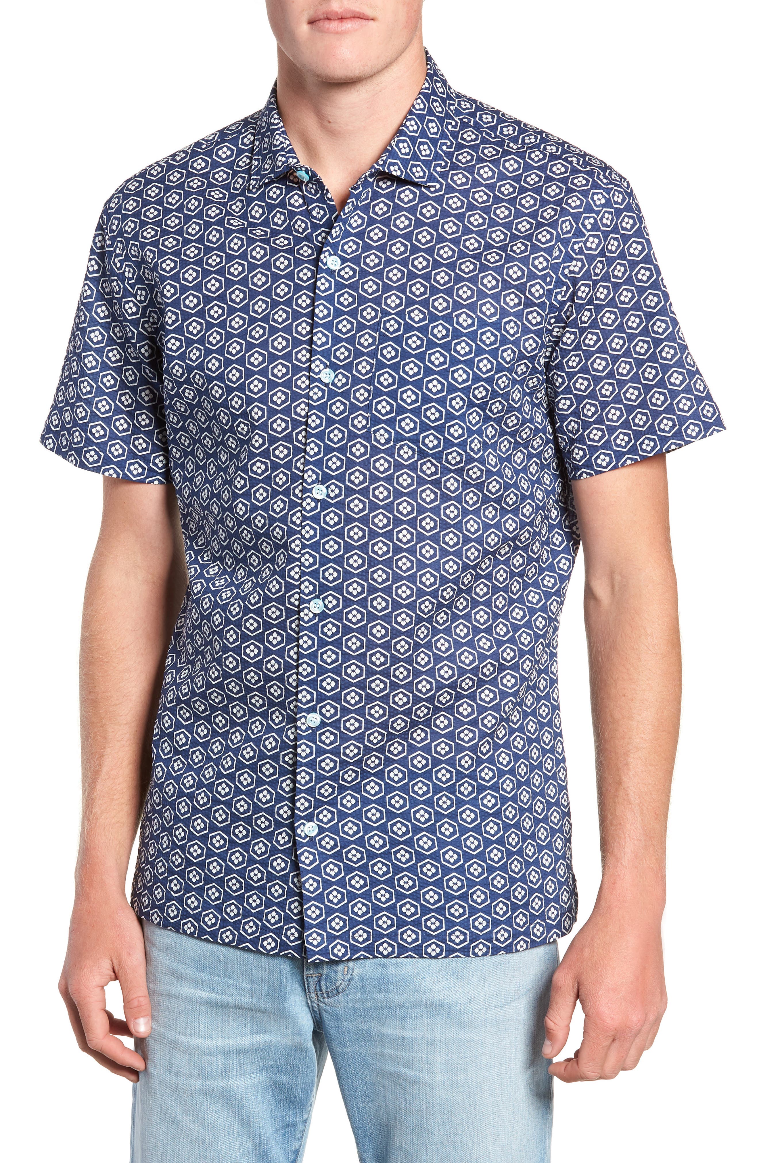 Tori Richard Regular Fit Print Sport Shirt, Blue
