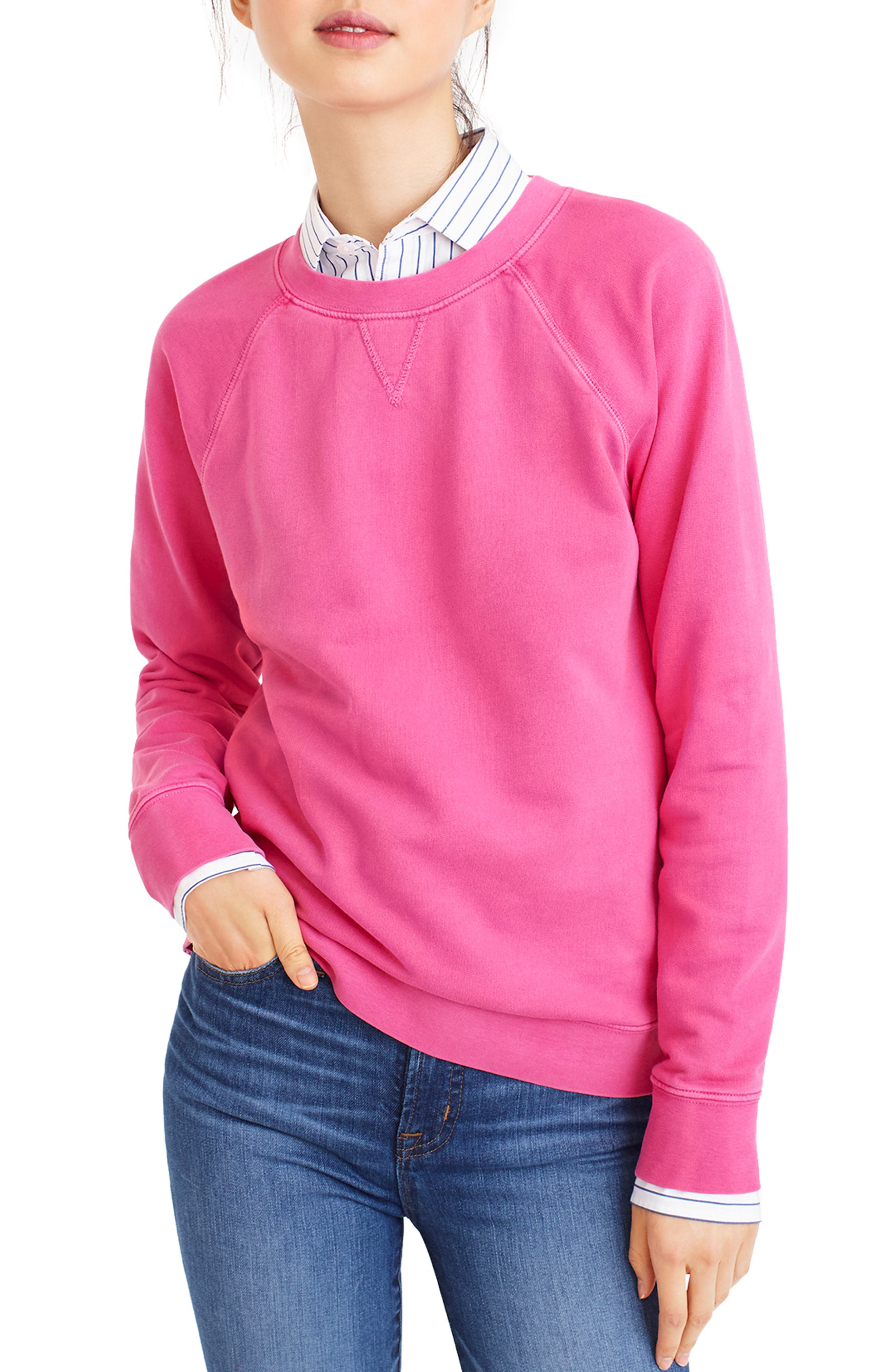 J.crew Garment Dyed Sweatshirt, Pink