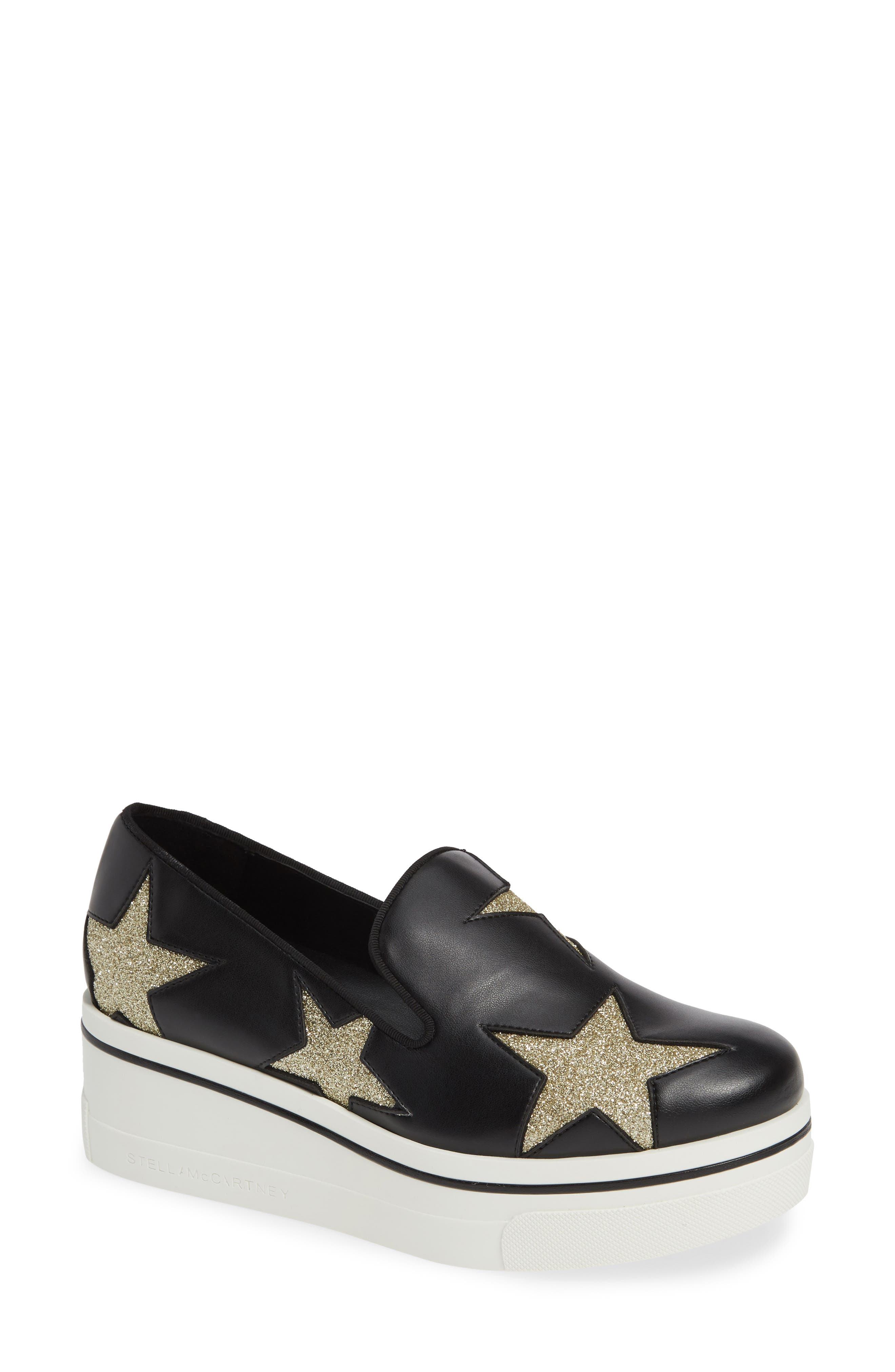 Stella Mccartney Binx Stars Slip-On Platform Sneaker, Black