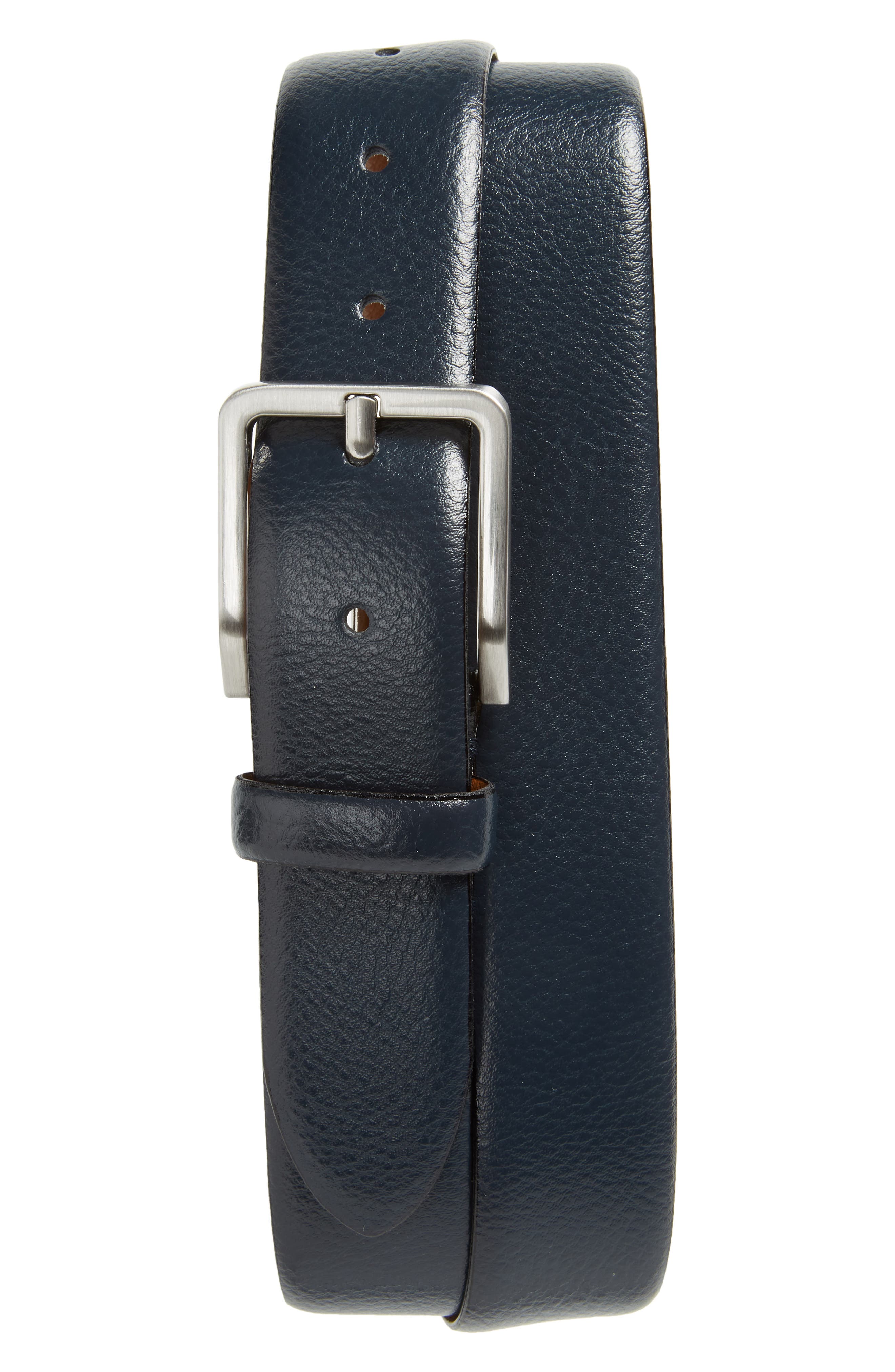 Johnston & Murphy Leather Belt, Navy