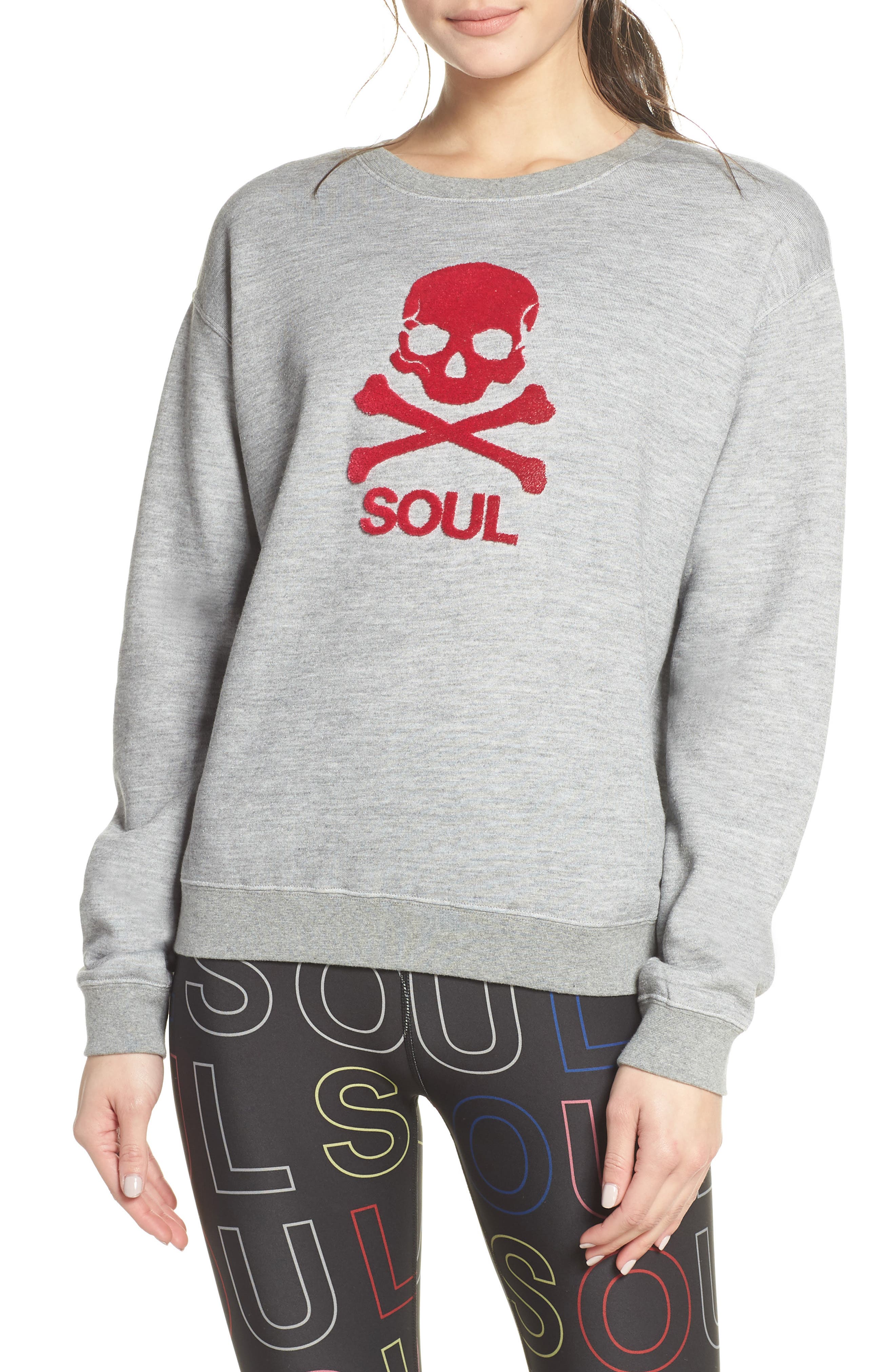 Soul By Soulcycle Skull Graphic Sweatshirt, Grey