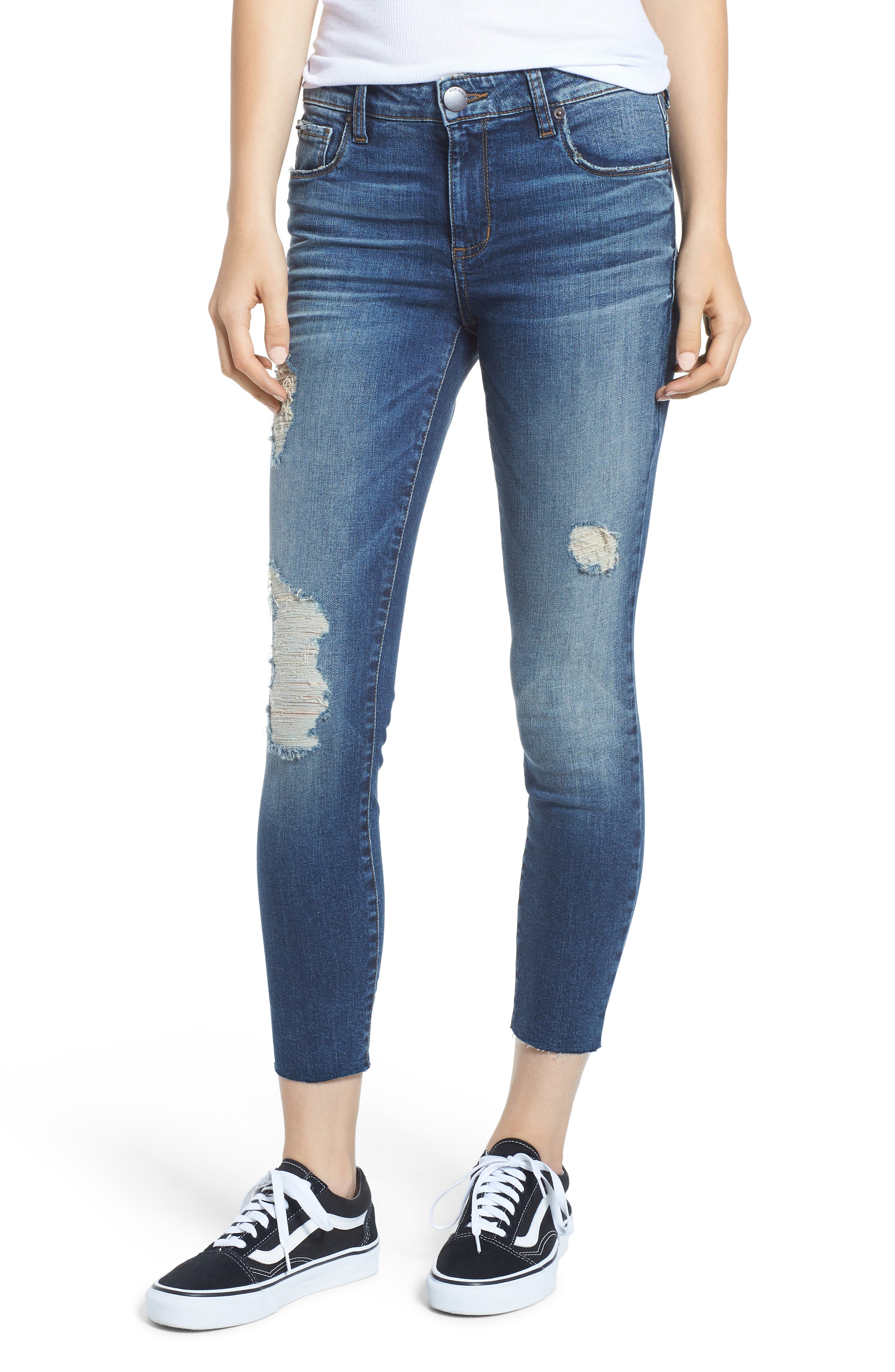 SWAT FAME Women's Sts Blue Ripped Cutoff Crop Skinny Jeans SWAT FAME Women's Sts Blue Ripped Cutoff Crop Skinny Jeans