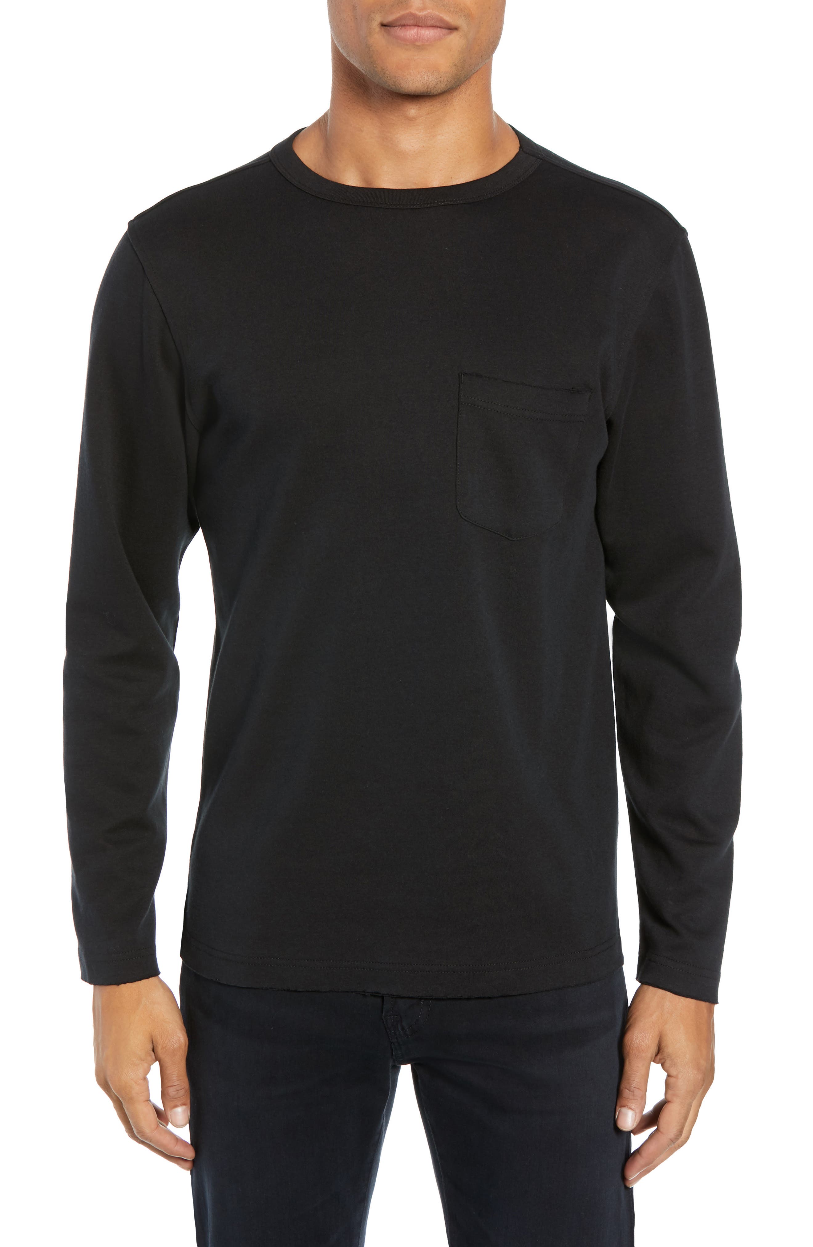 Twentymetrictons Trim Fit Long Sleeve Pocket T-Shirt, Black
